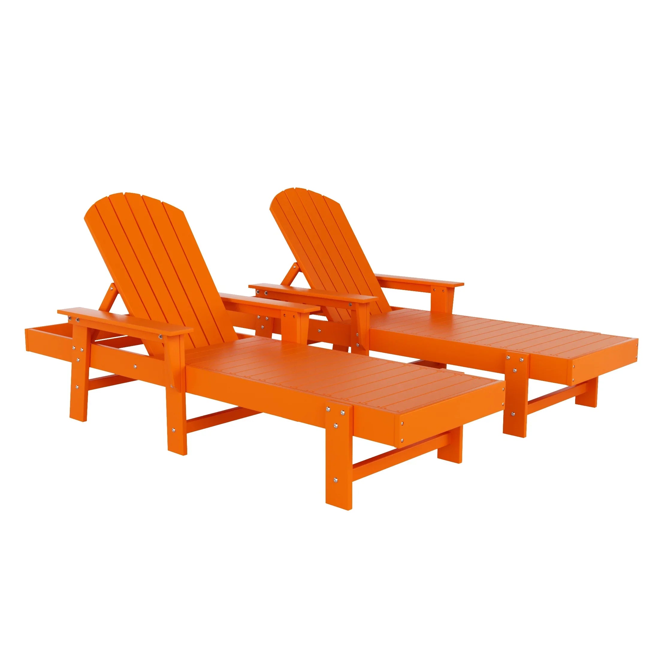 Portside 2 Piece Adirondack Poly Reclining Chaise Lounge With Arms