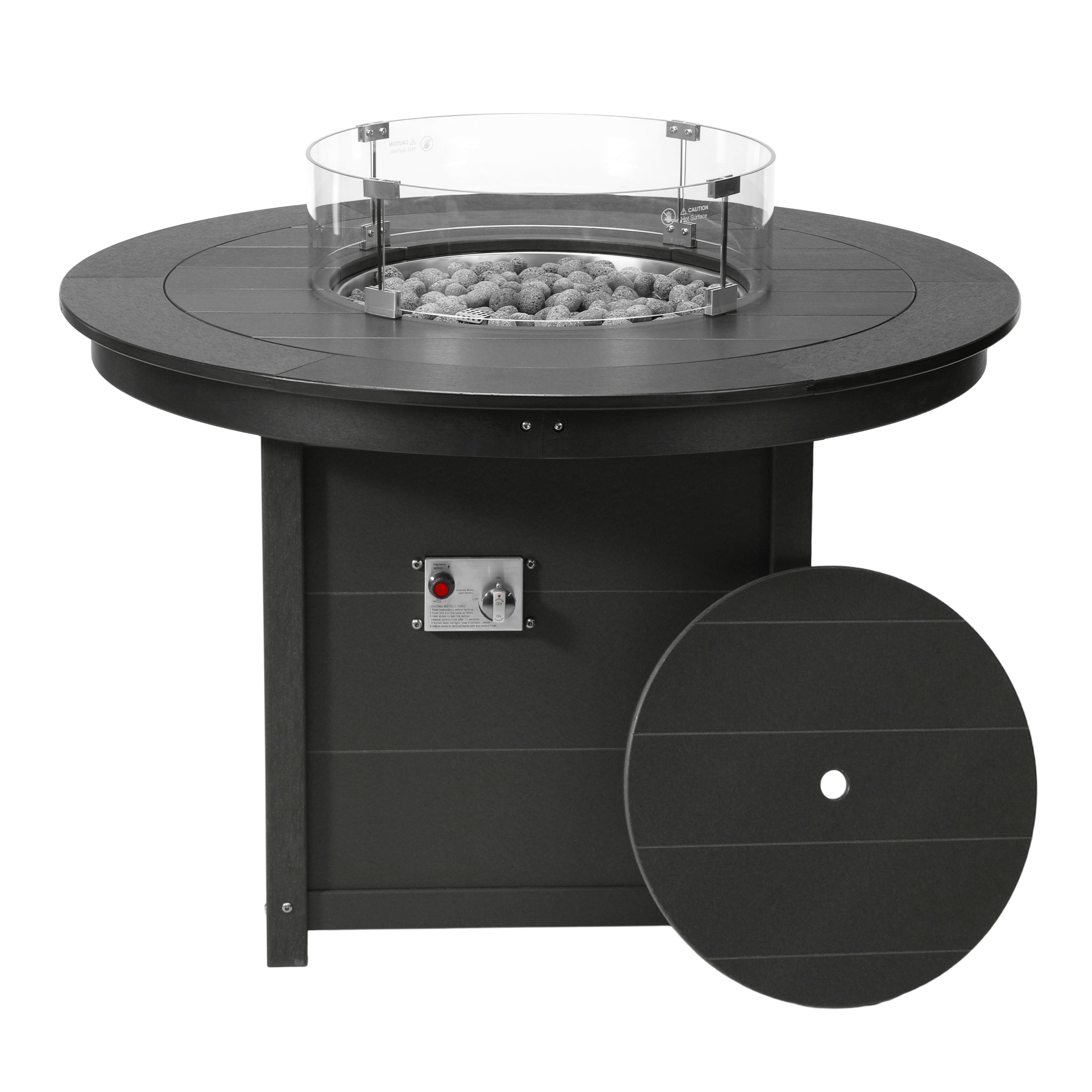 Sol 47" Modern Outdoor Patio Propane Gas Round Fire Pit Table