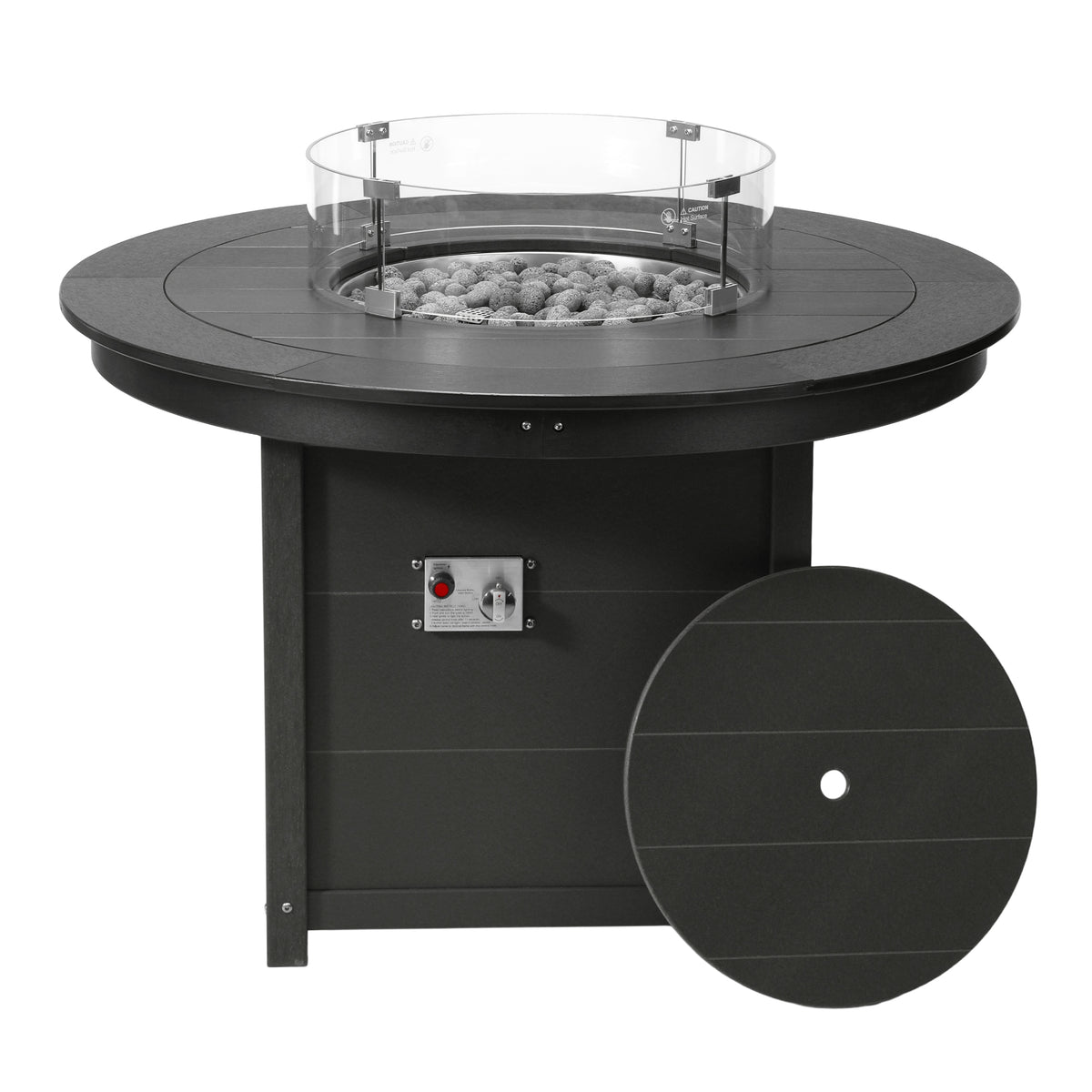 Sol 47" Modern Outdoor Patio Propane Gas Round Fire Pit Table