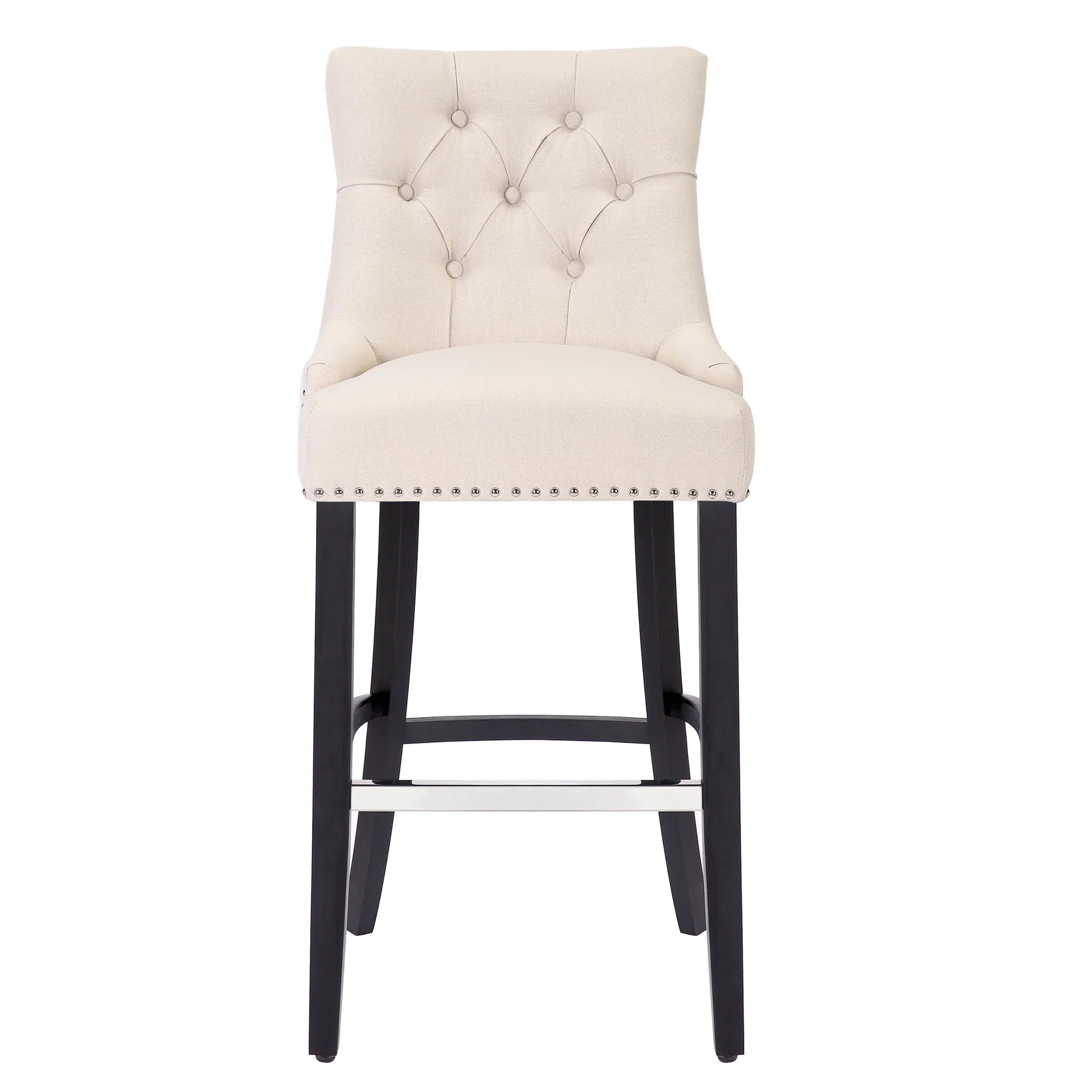 Bellmount 29" Upholstered Wood Bar Stool with Tufted Back