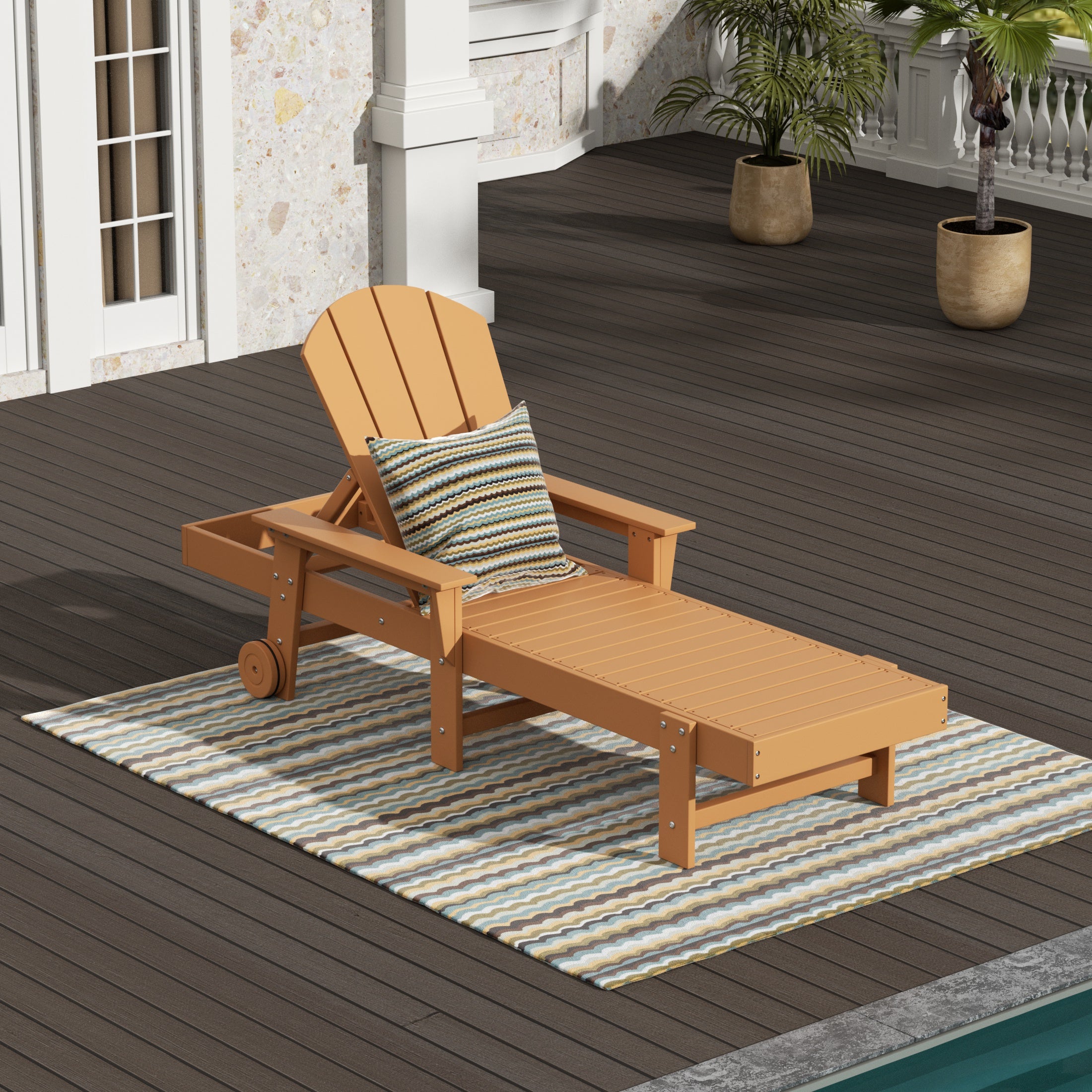 Paradise Reclining Chaise Lounge With Arms & Wheels