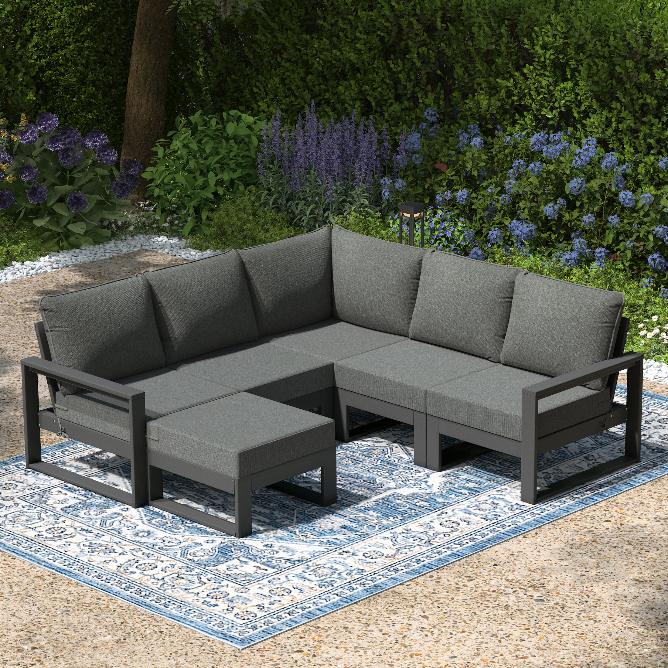 Rockaway 6-Piece Outdoor Patio Corner Sectional Sofa Conversation Set