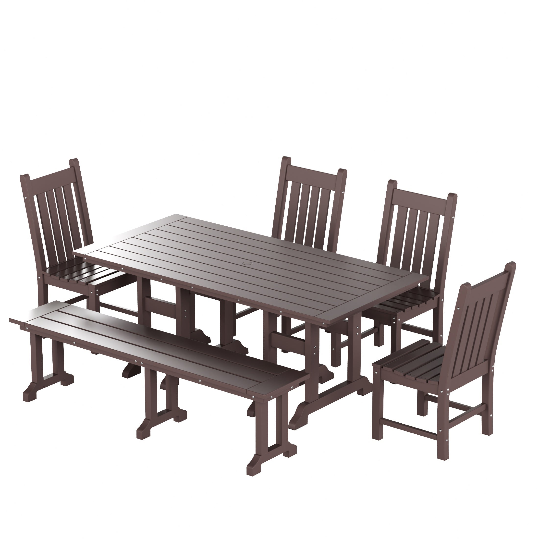 Paradise 6-Piece Outdoor Patio Dining Set Outdoor Table and Bench Chair Set