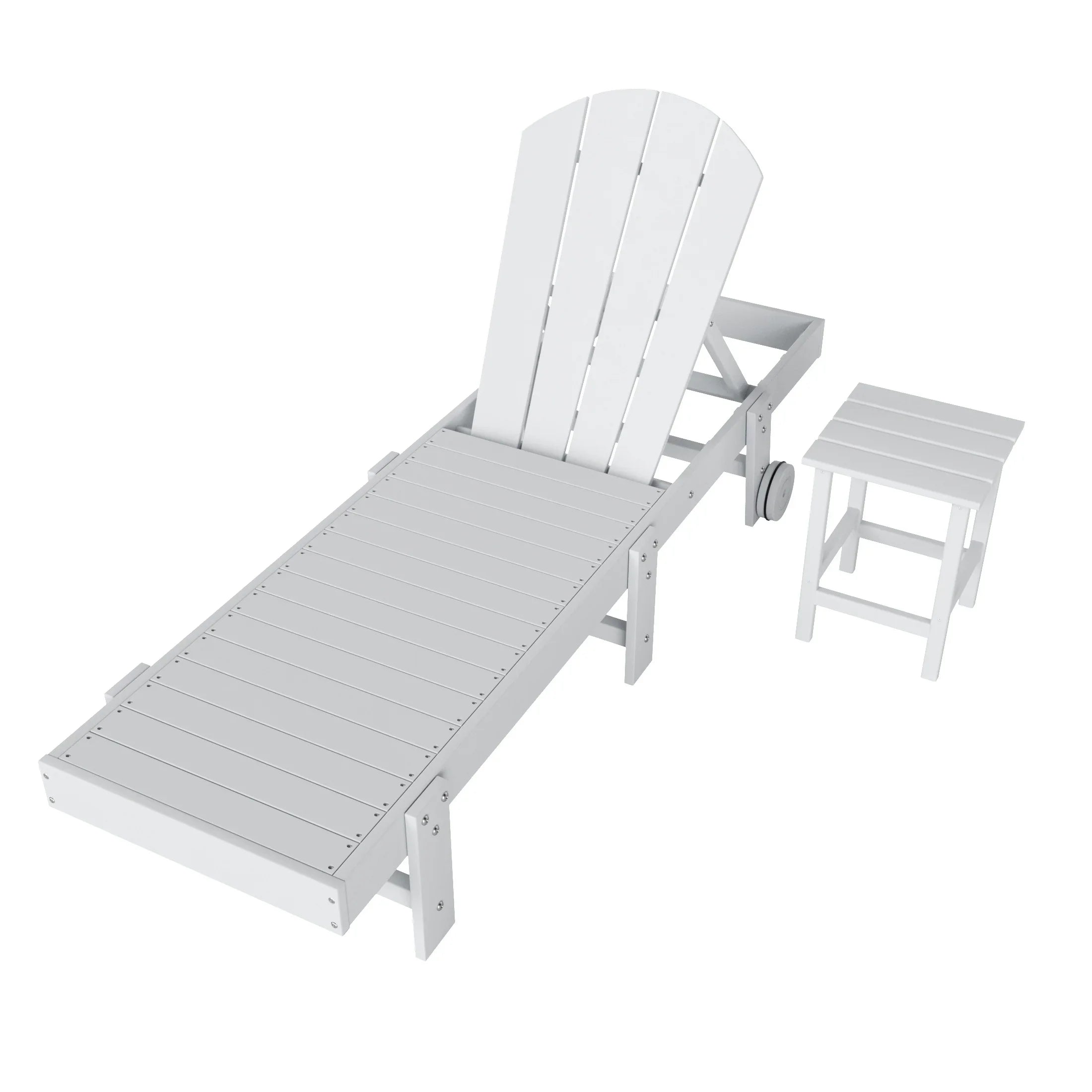 Paradise 2 Piece Adirondack Poly Reclining Chaise Lounge With Wheels