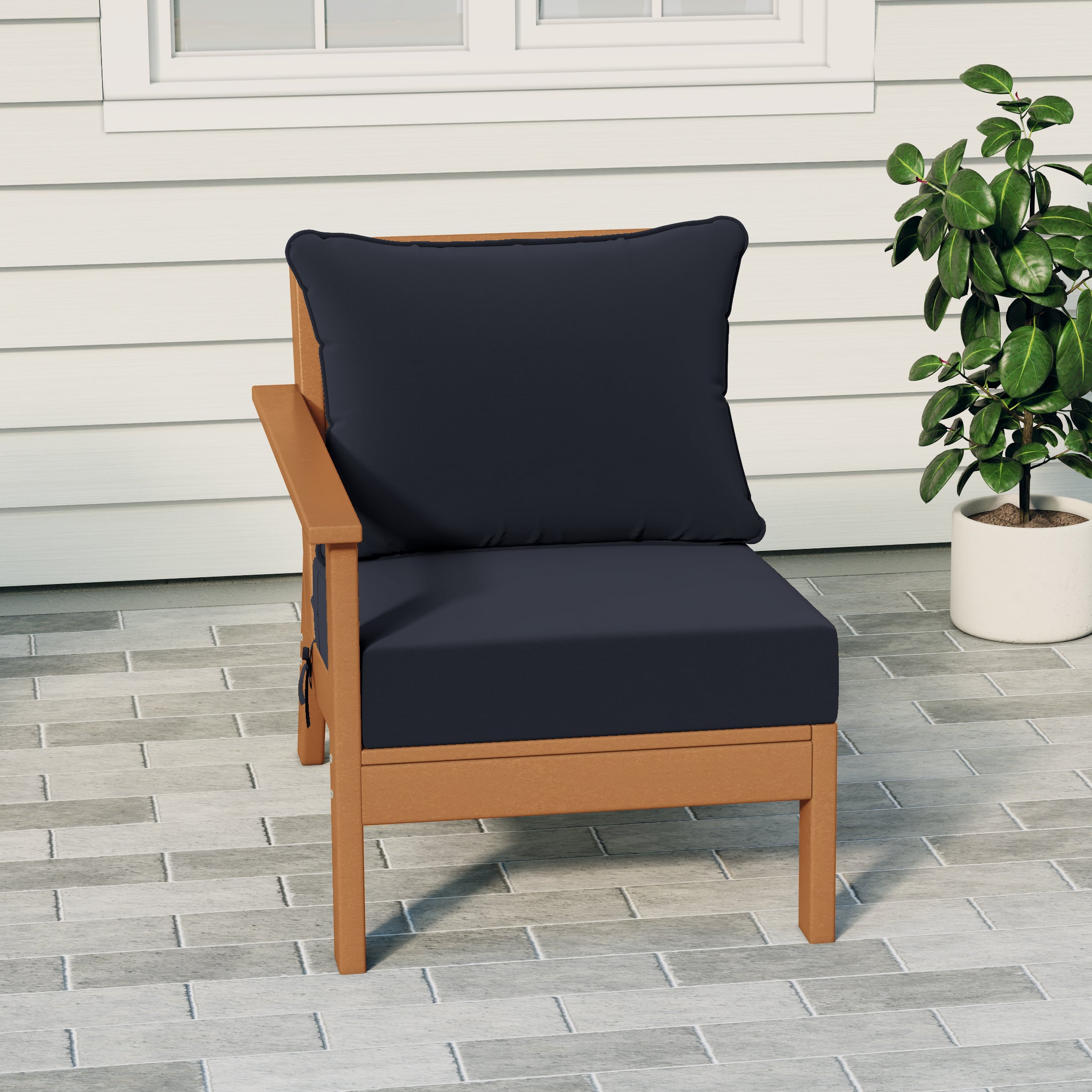 Portsmouth Outdoor Patio HDPE Left Arm Sectional Corner Club Chair with Patio Cushions