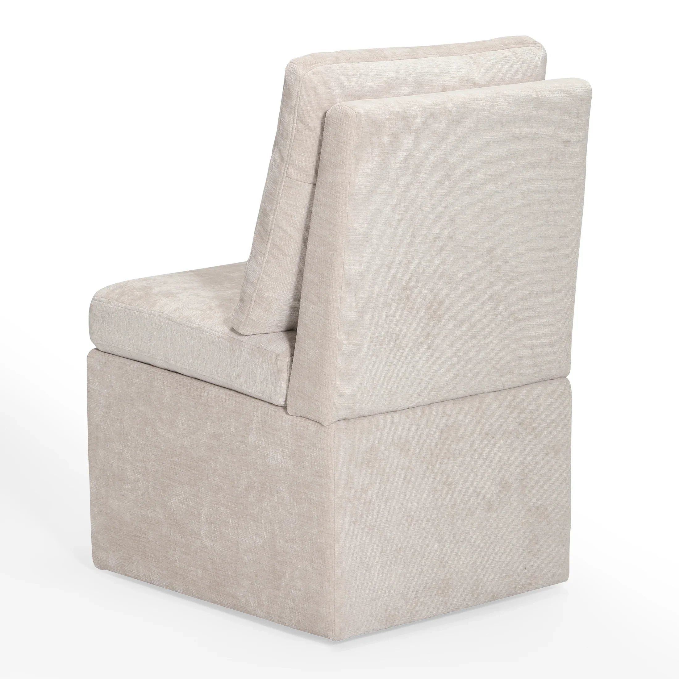 Danburry Modern Upholstered Chenille Armless Dining Chairs With Casters (Set of 4)