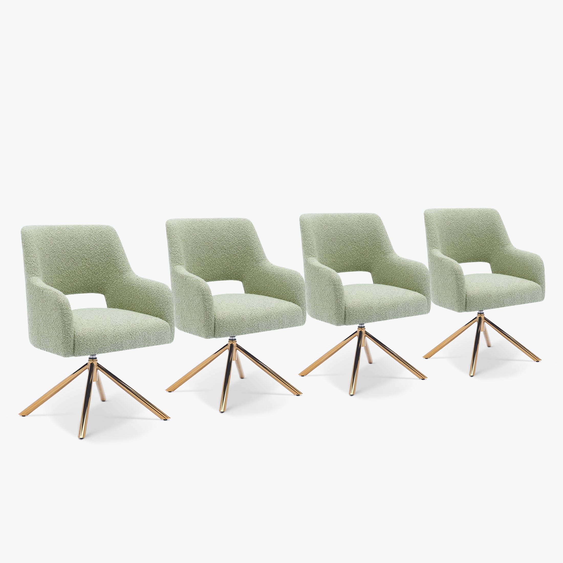 Amélie Mid-Century Modern Wide Boucle Swivel Accent Arm Chair (Set of 4)