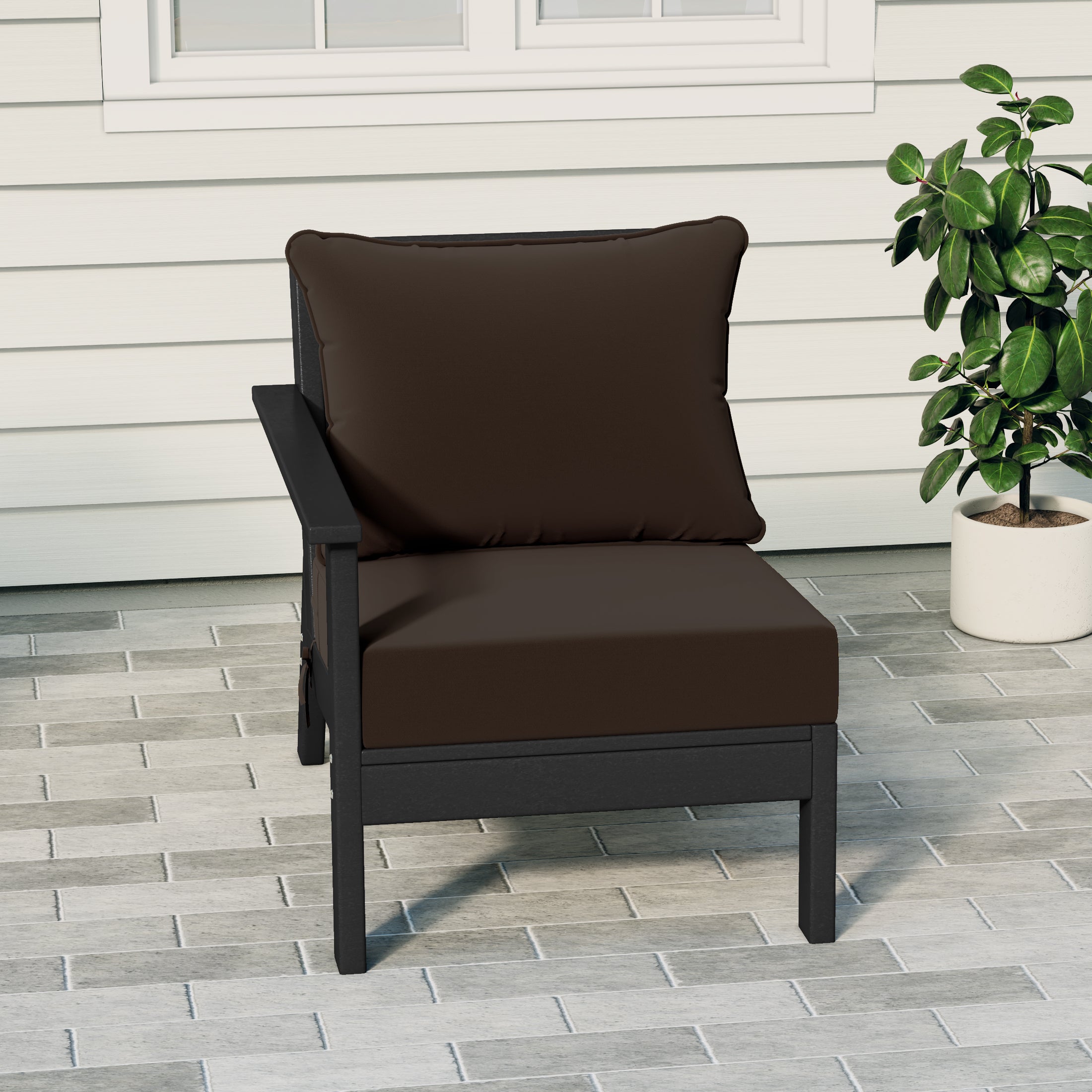 Portsmouth Outdoor Patio HDPE Left Arm Sectional Corner Club Chair with Patio Cushions