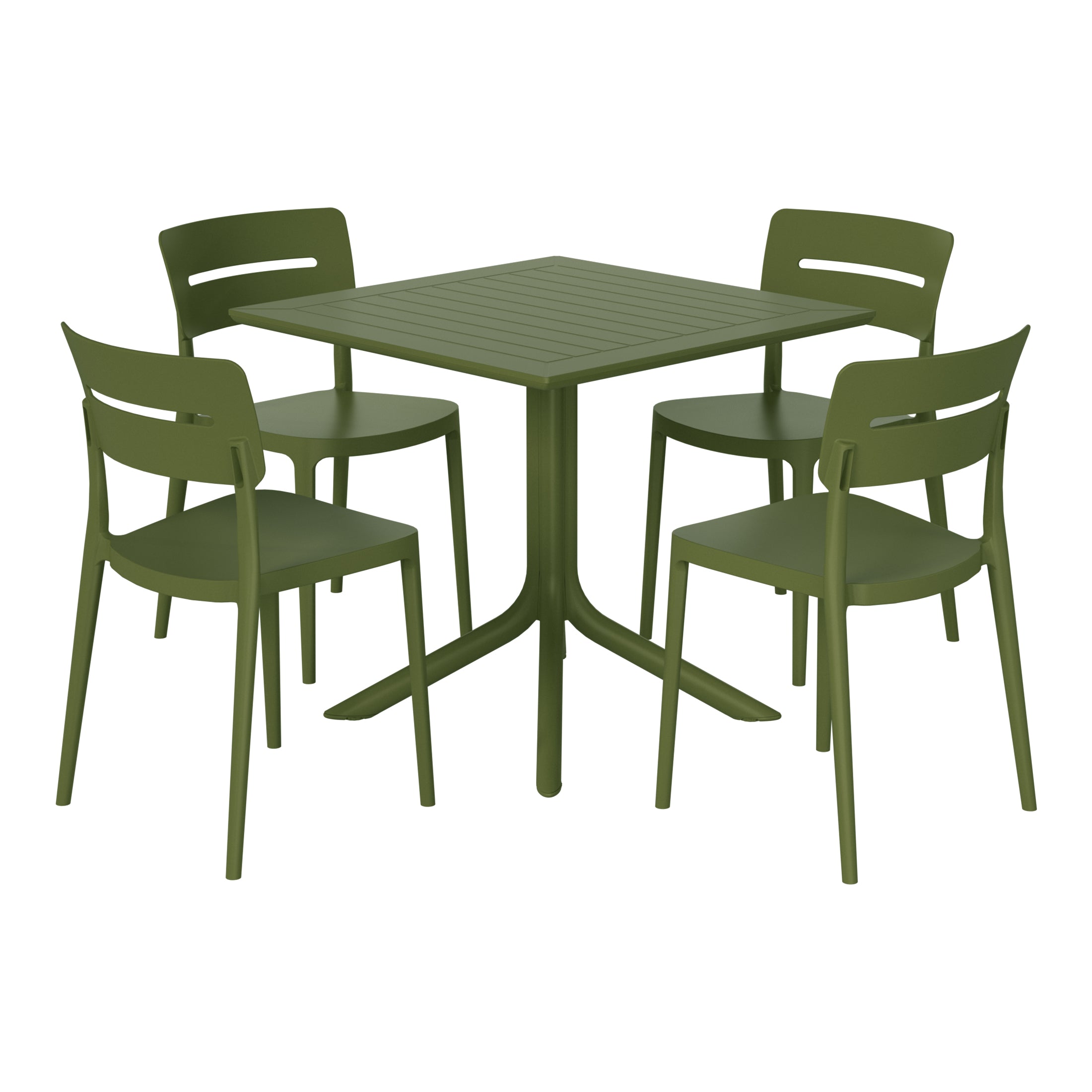 Sunshine Modern 5-Piece Resin Patio Dining Table Set with Stackable Patio Dining Chairs