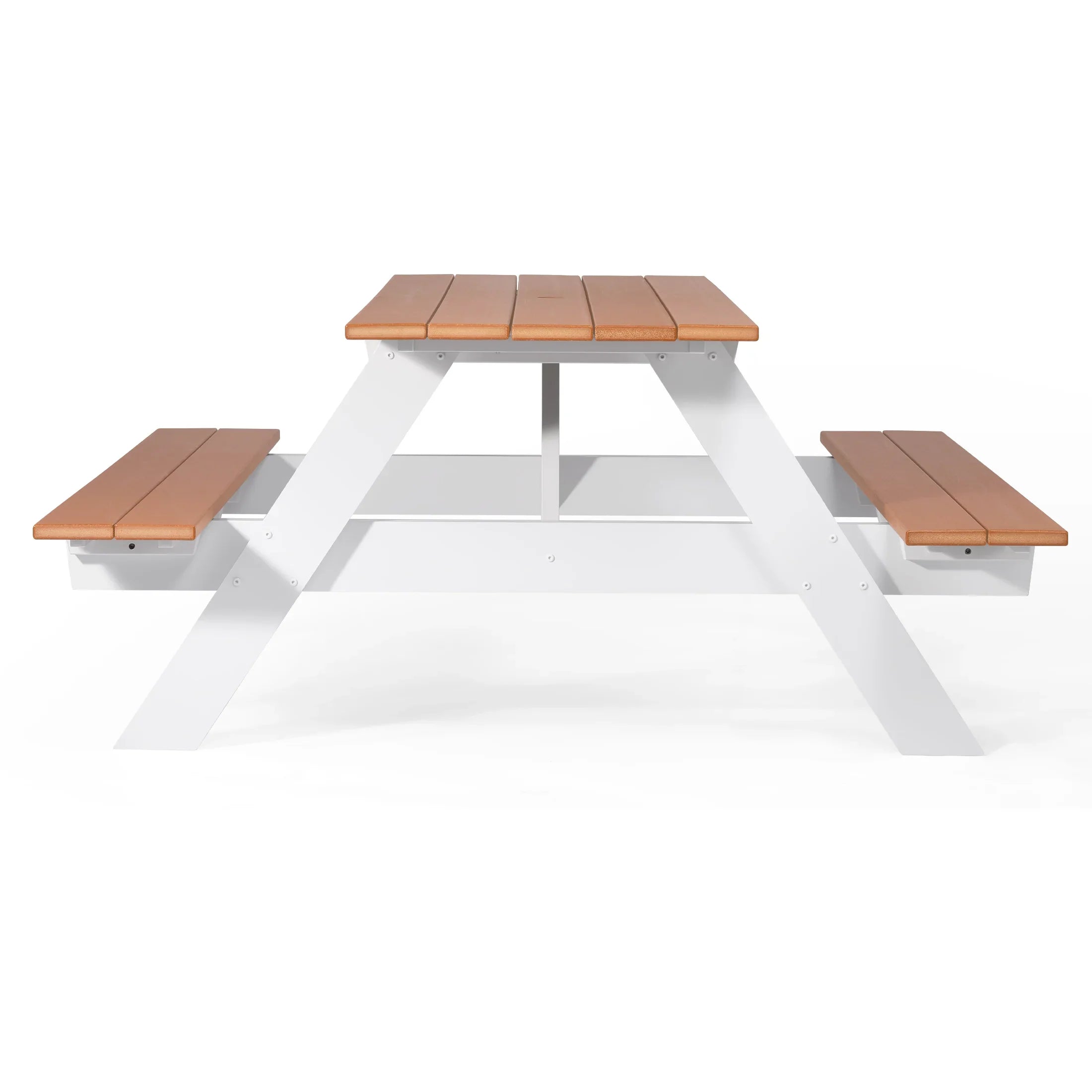 Macon Outdoor 70" HDPE Plastic Picnic Table Bench With Umbrella Hole