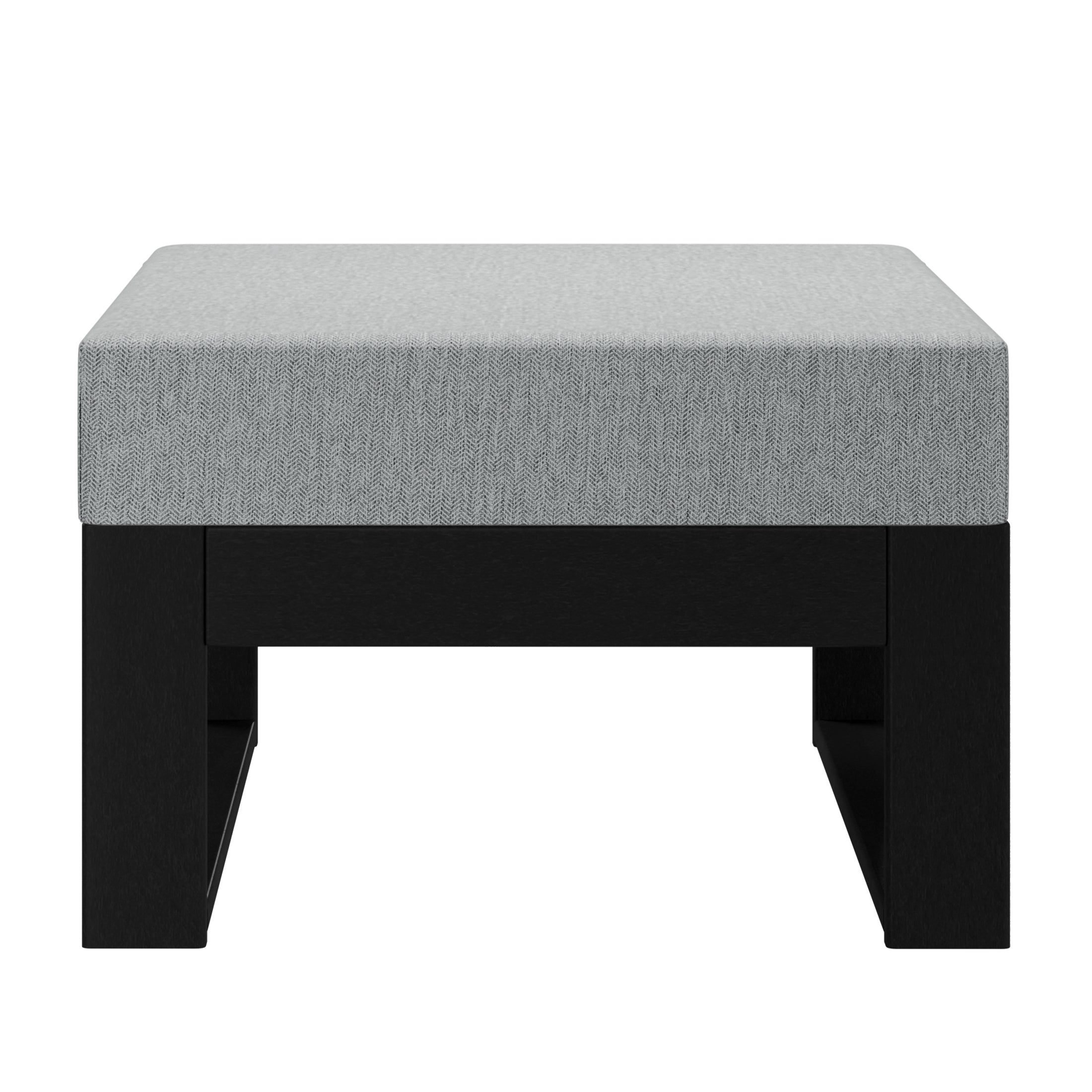 Rockaway Outdoor HDPE Patio Ottoman with Waterproof Olefin Cushions