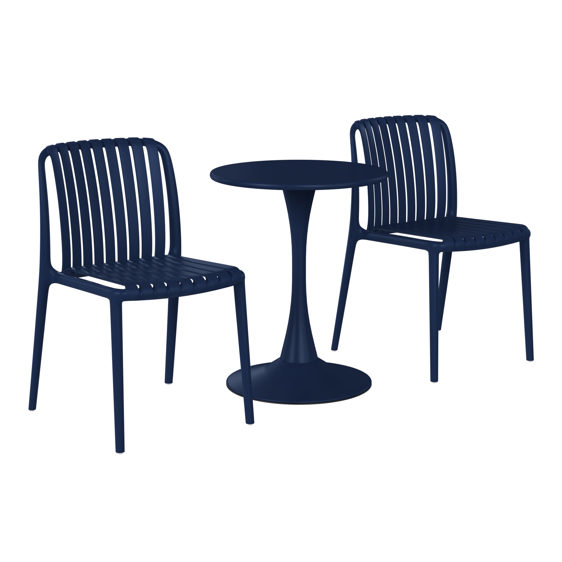 Sunshine 3-Piece Outdoor Metal Dining Table Set And Stackable Resin Patio Chairs
