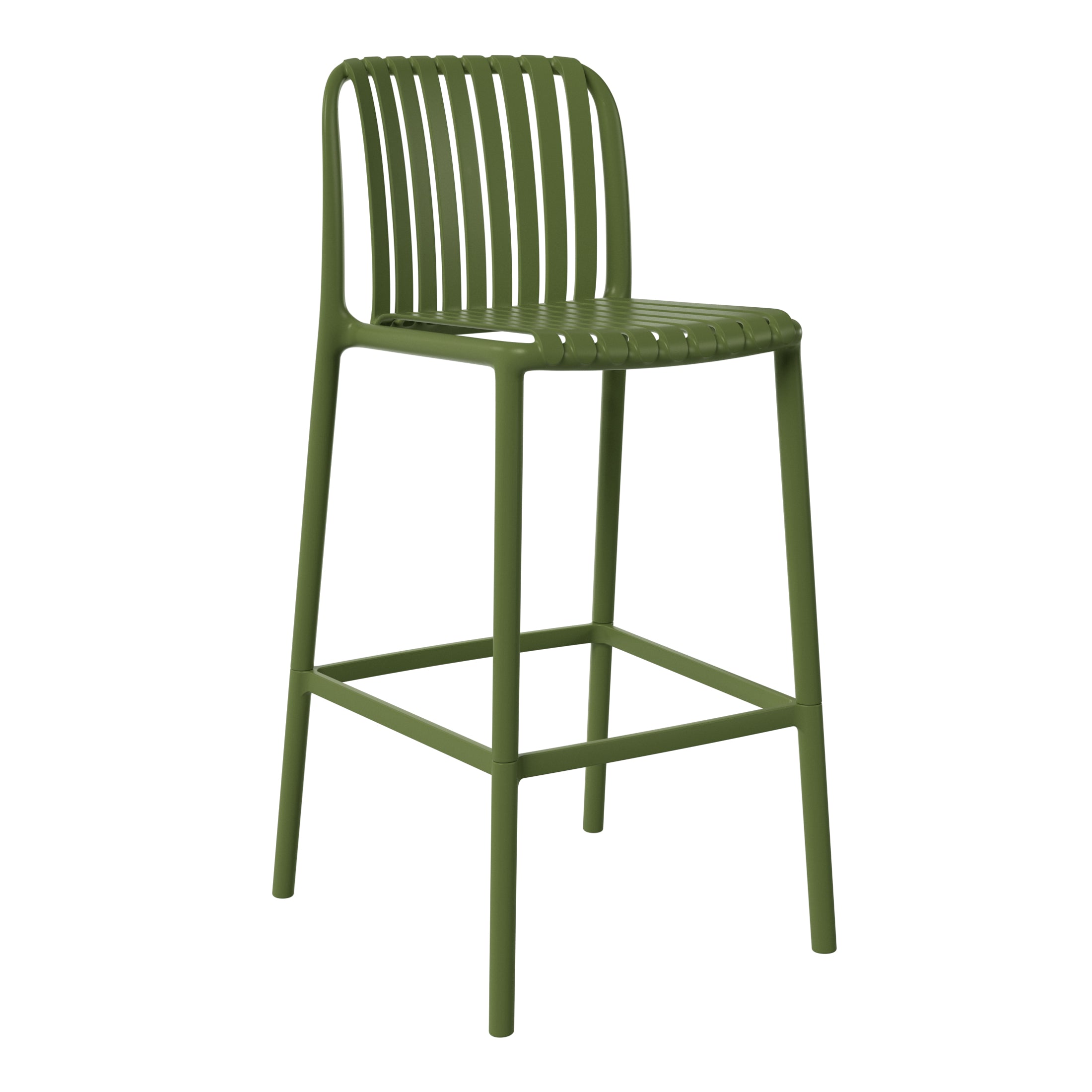 Sunshine 29.5" Outdoor Modern Polypropylene Plastic Patio Bar Height Stools (Set of 2)