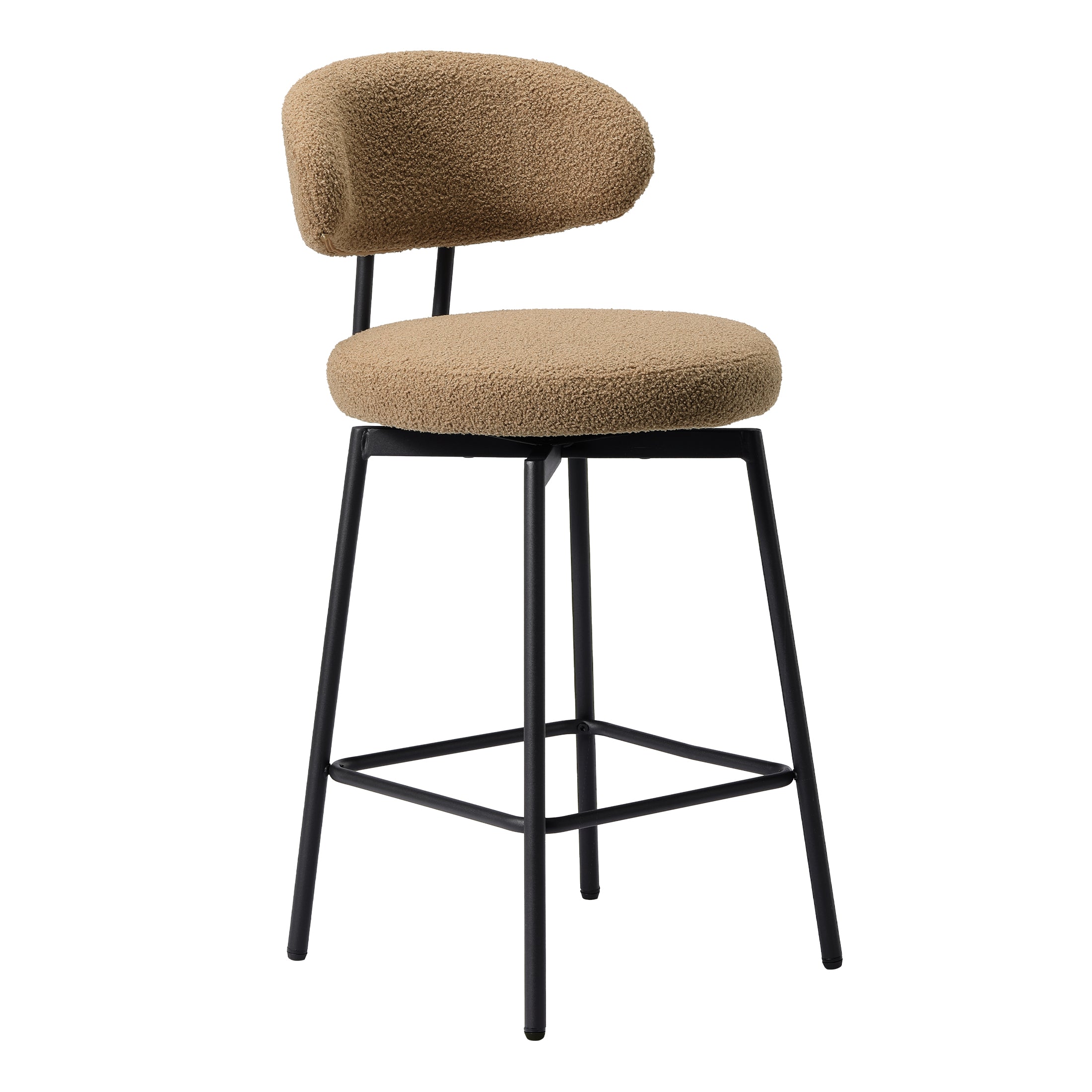 Celine Modern Upholstered Sherpa Fabric Counter Height Bar Stools with Back (Set of 2)