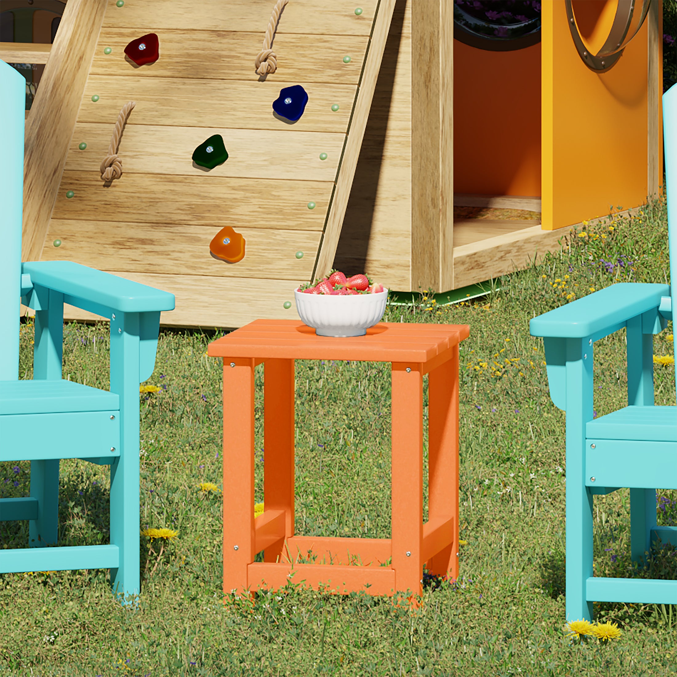 Paradise Kids Outdoor Patio Furniture HDPE Adirondack Square Side Table