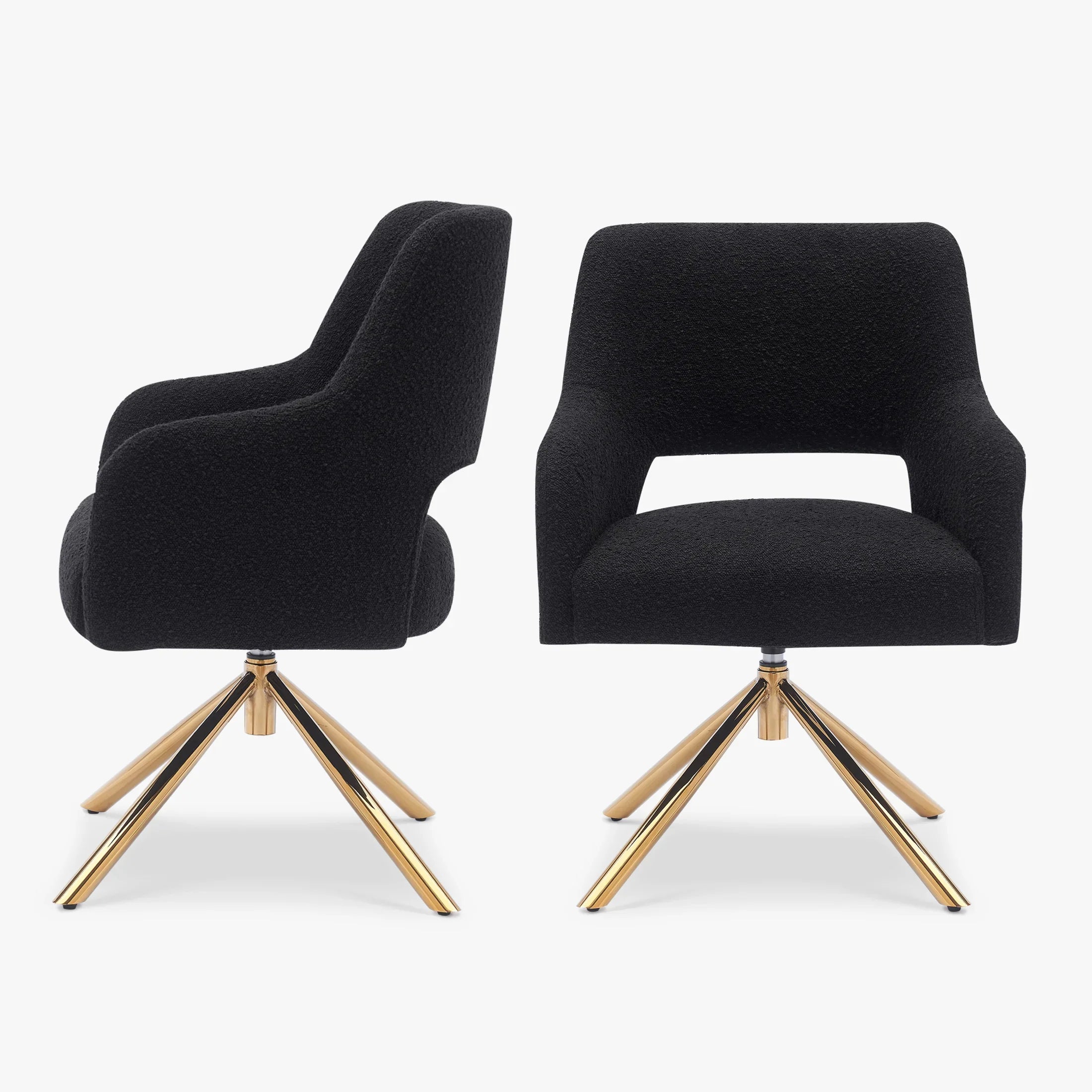 Amélie Mid-Century Modern Wide Boucle Swivel Accent Arm Chair (Set of 2)