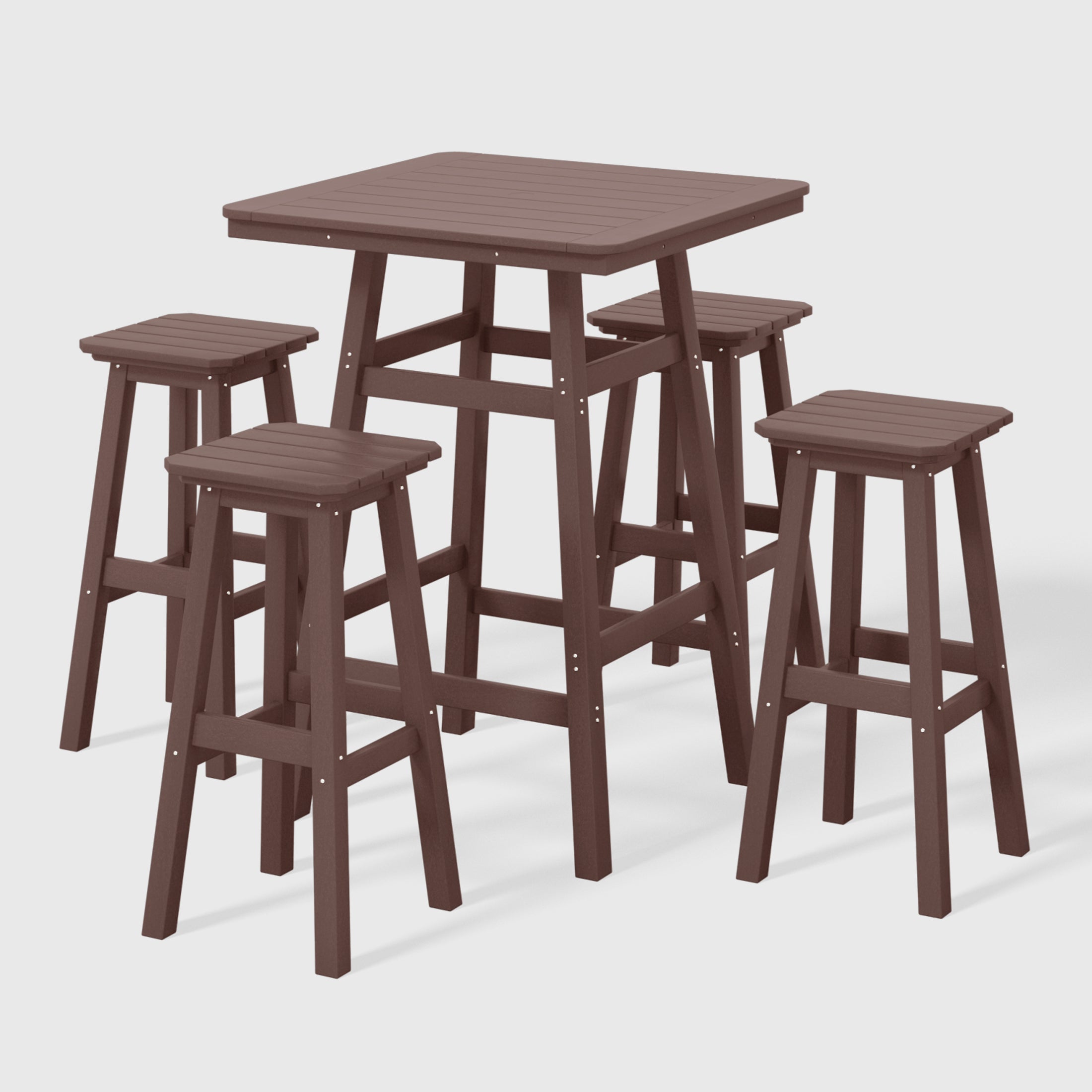 Paradise 5-Piece HDPE Outdoor Patio Dining Bar Bistro Table Set with Bar Stools