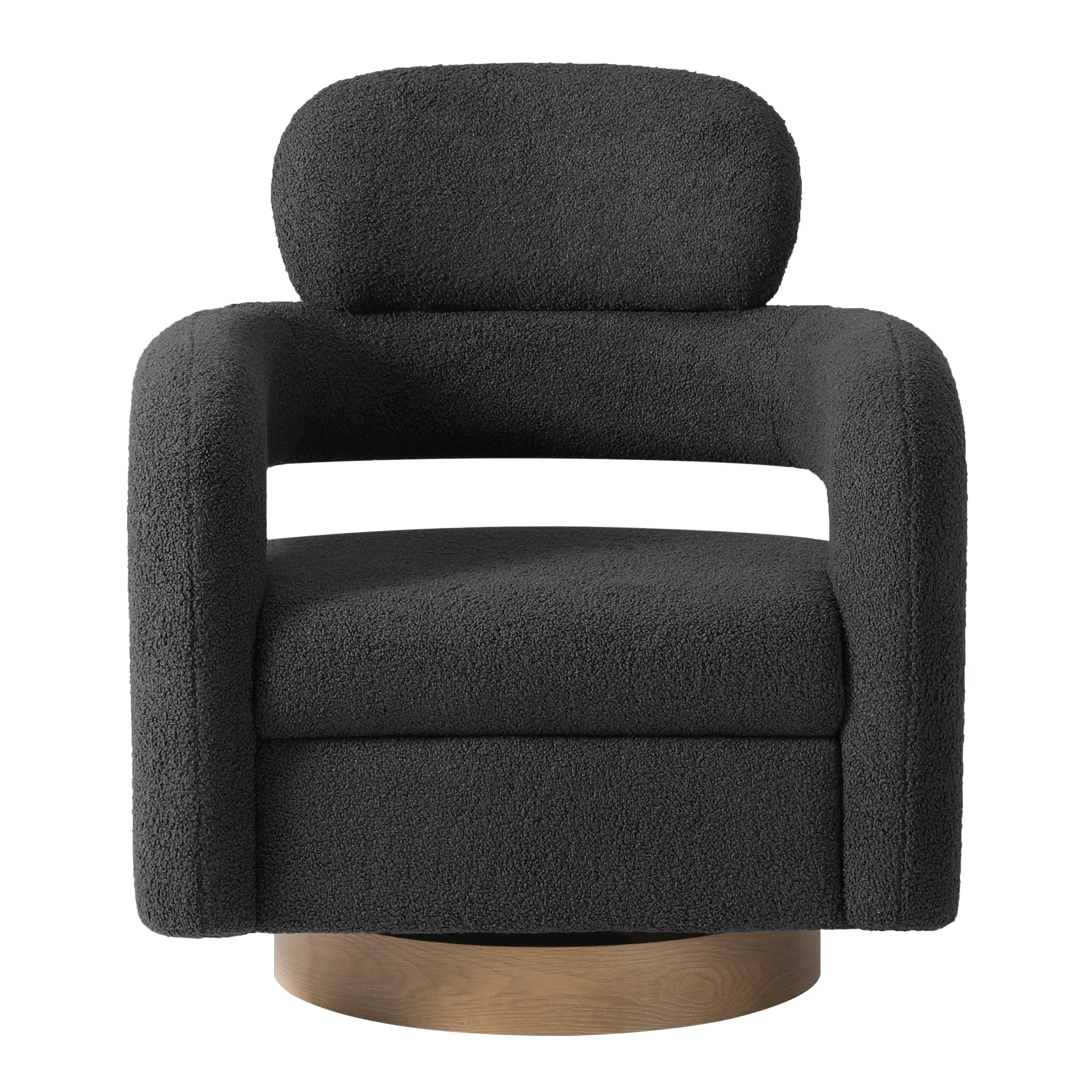 Celine Mid-Century Modern Sherpa Swivel Barrel Accent Chair