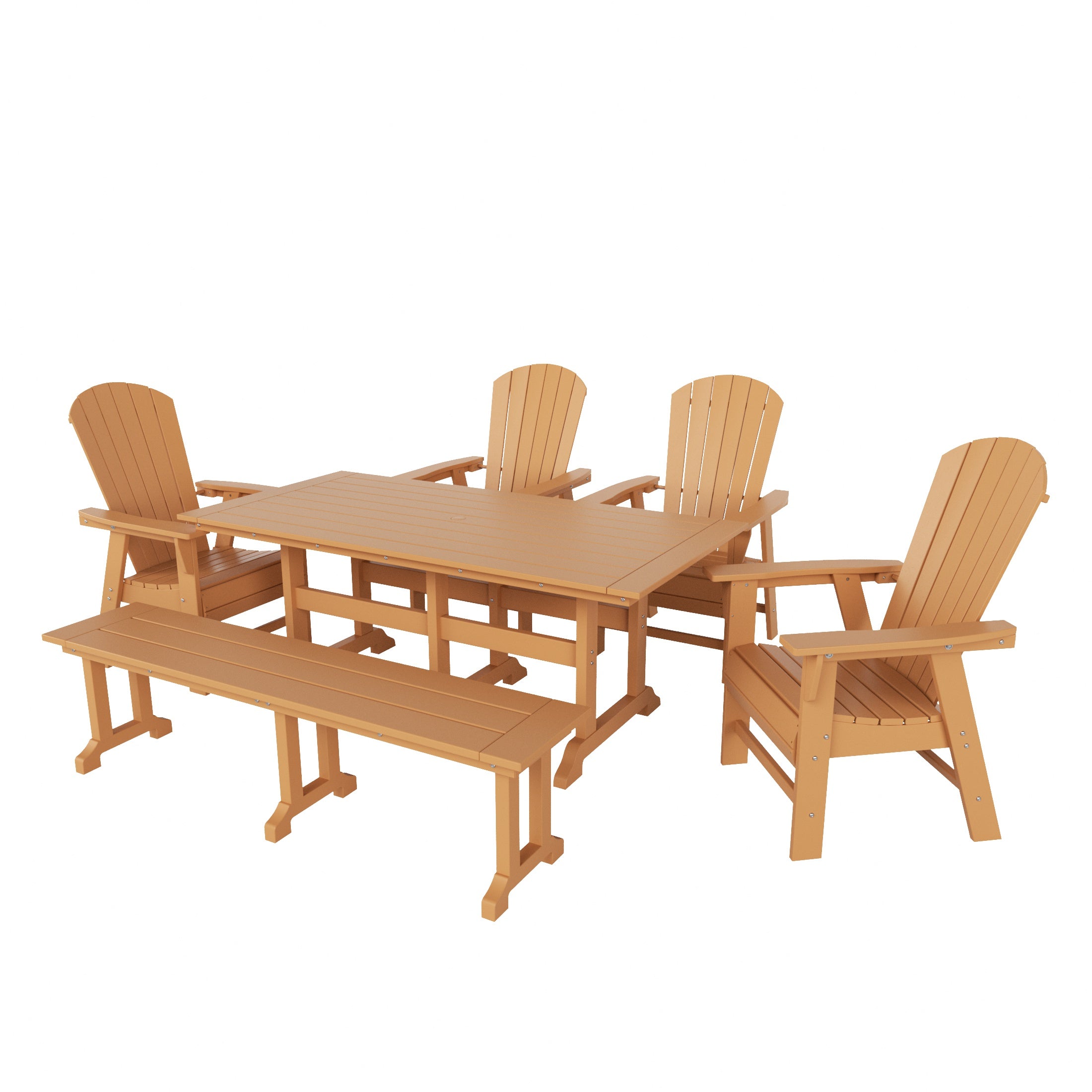 Portside 6 Piece Outdoor Patio Dining Table and Armchair Dining Bench Set