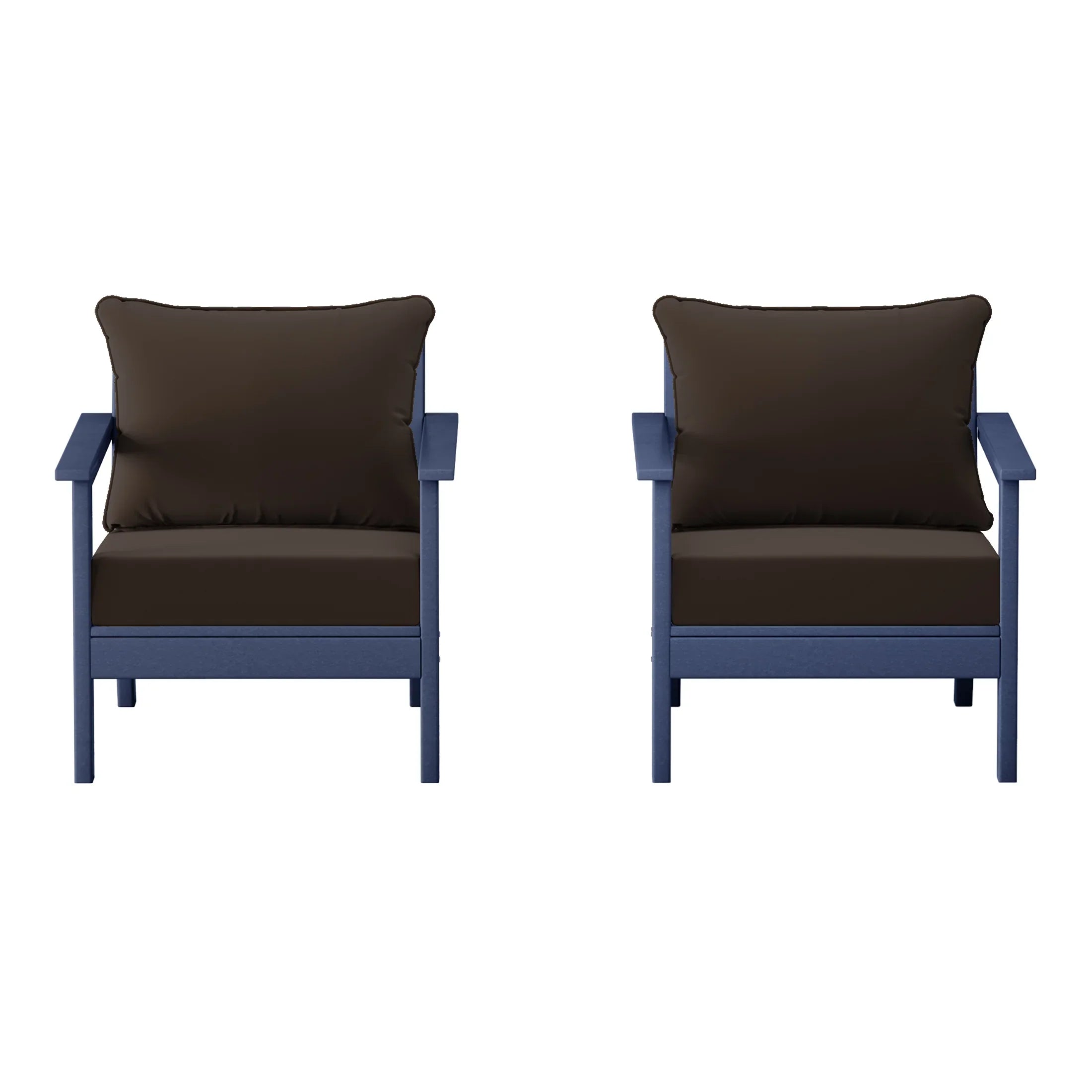Portsmouth Outdoor Modern HDPE Patio Club Chairs with Deep Seat Cushions (Set of 2)