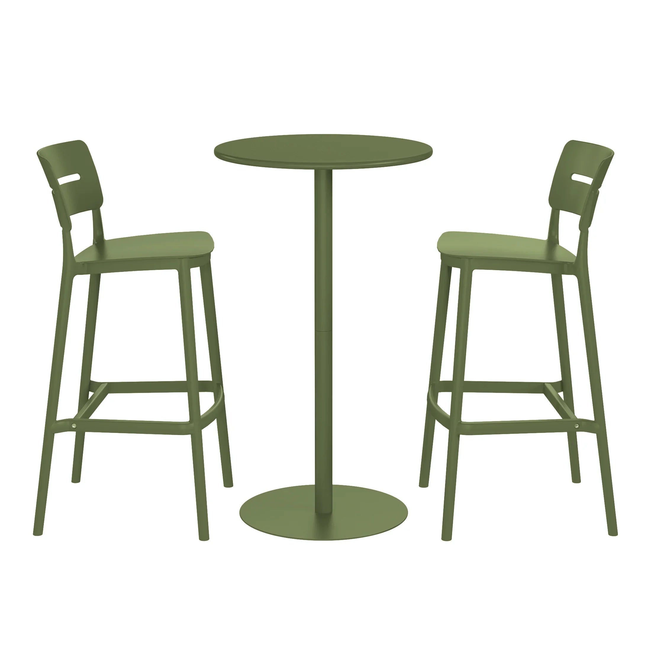Sunshine 3-Piece Outdoor Adjustable Round Bar Height Patio Table Dining Set