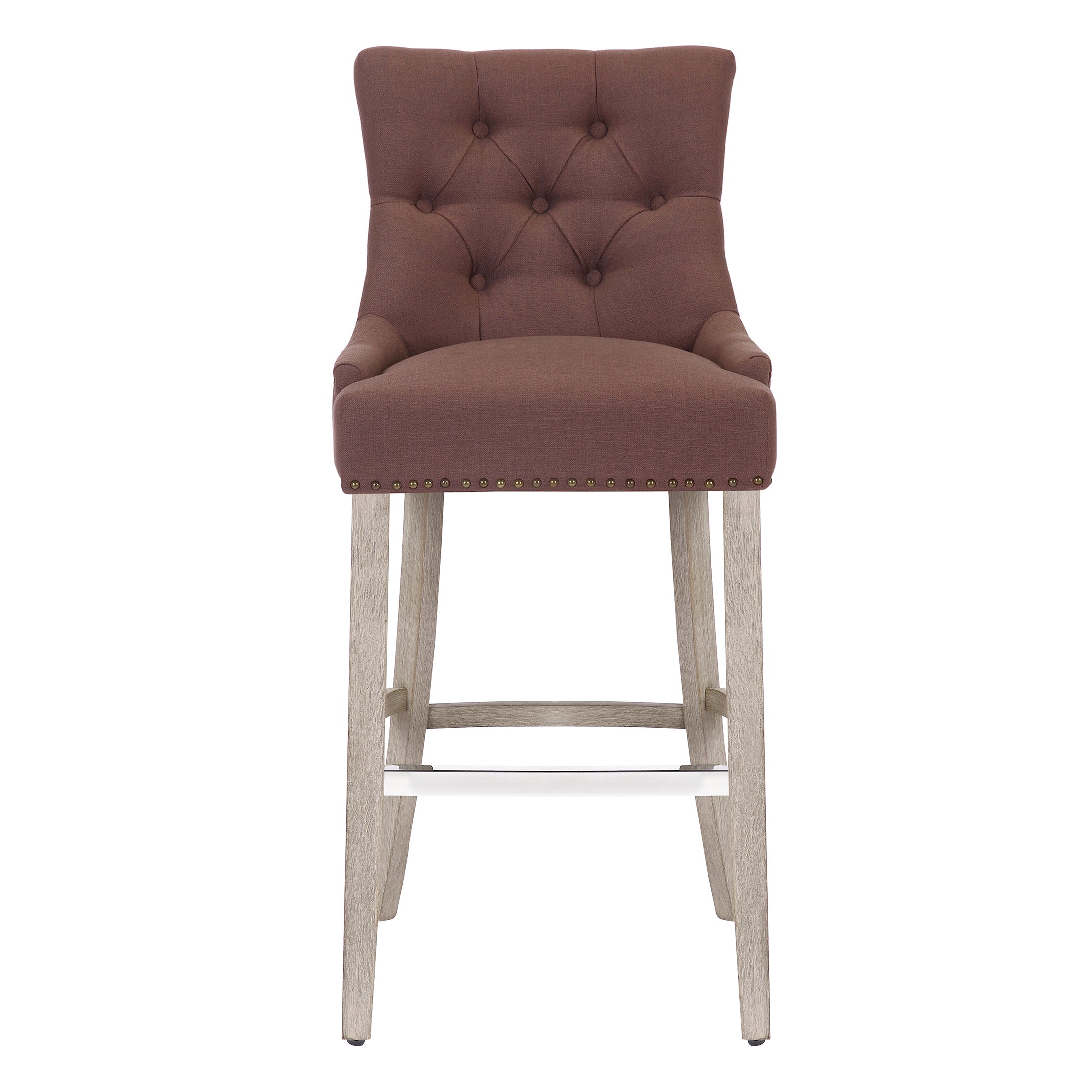 Bellmount 29" Upholstered Wood Bar Stool with Tufted Back