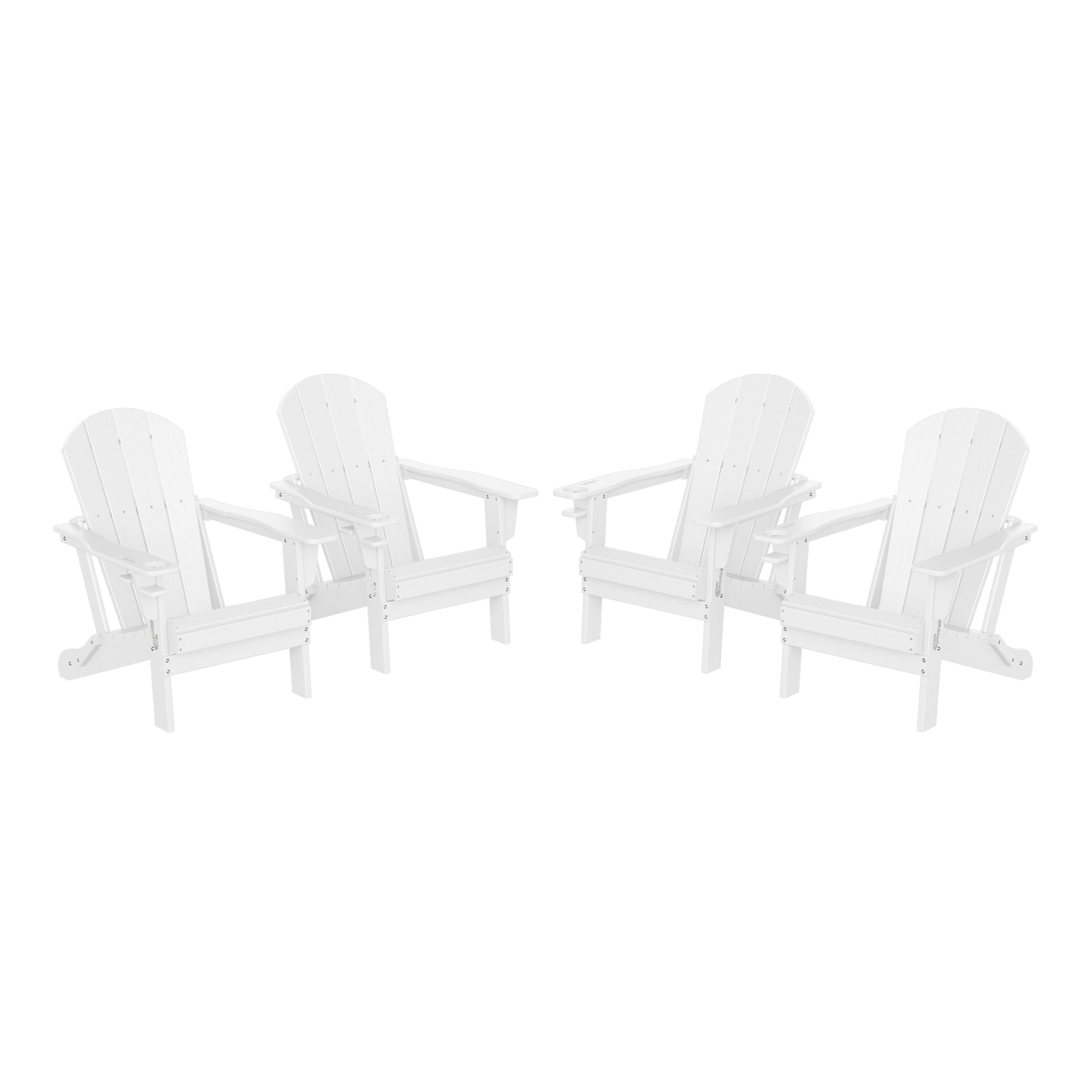 Rockport Outdoor Patio HDPE Resin Folding Adirondack Chairs With Cup Holder and Phone Holder (Set of Four)