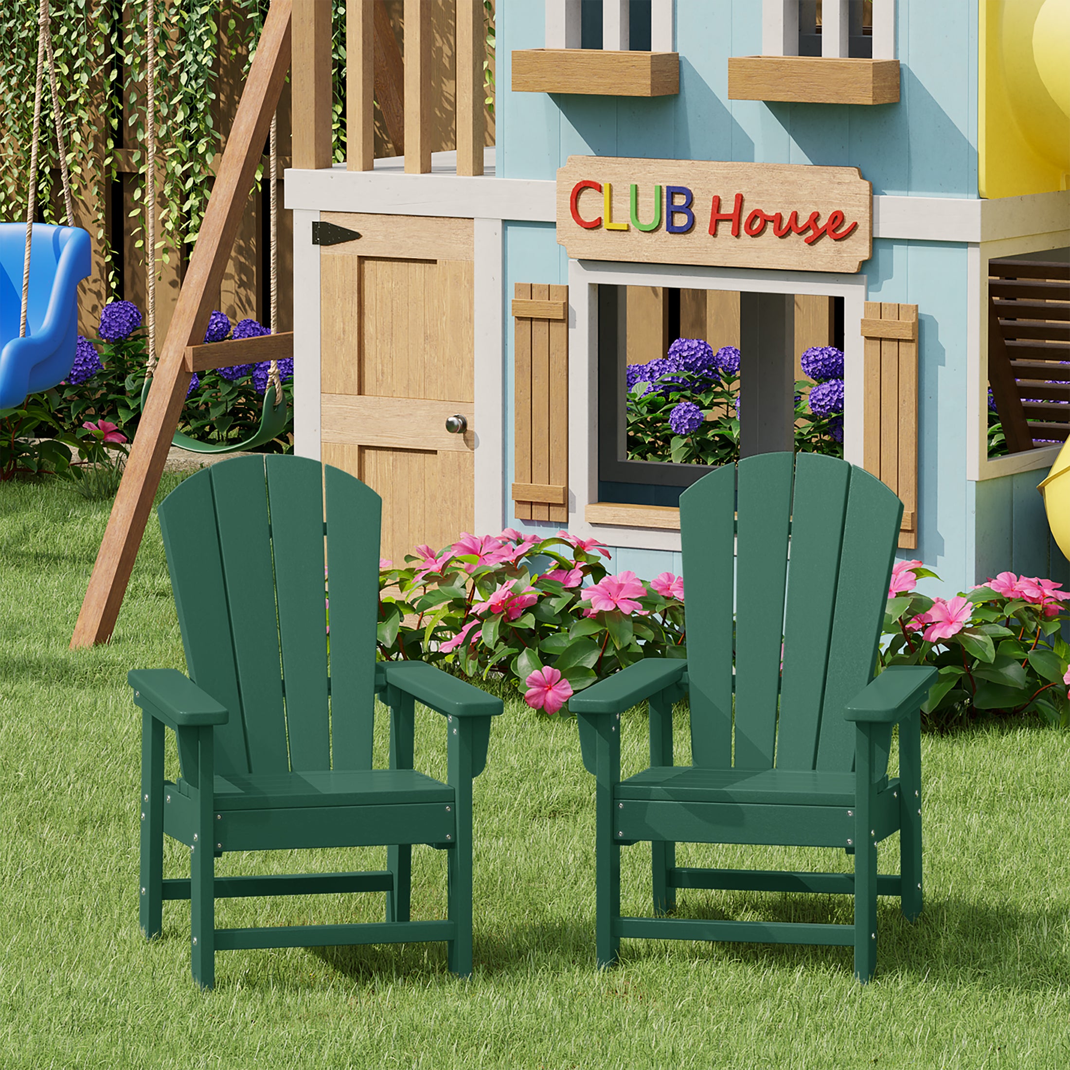 Paradise Kids Outdoor Adirondack Plastic Patio Chair (Set of 2)