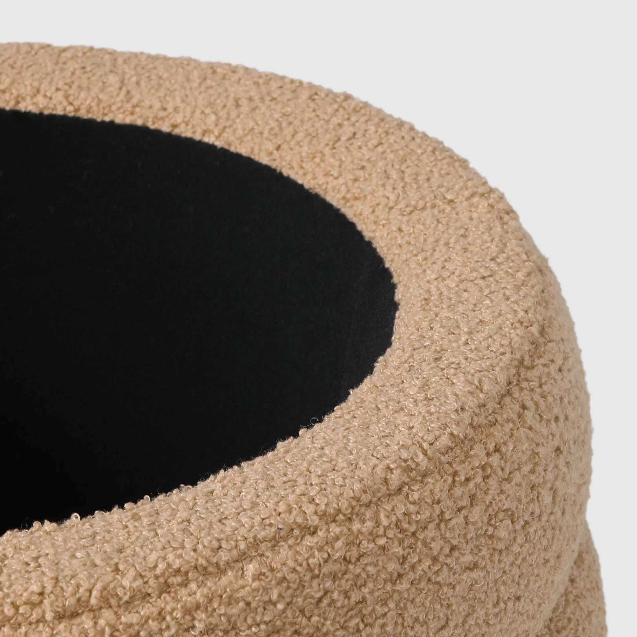 Celine Mid-Century Modern Faux Sherpa Round Storage Ottoman
