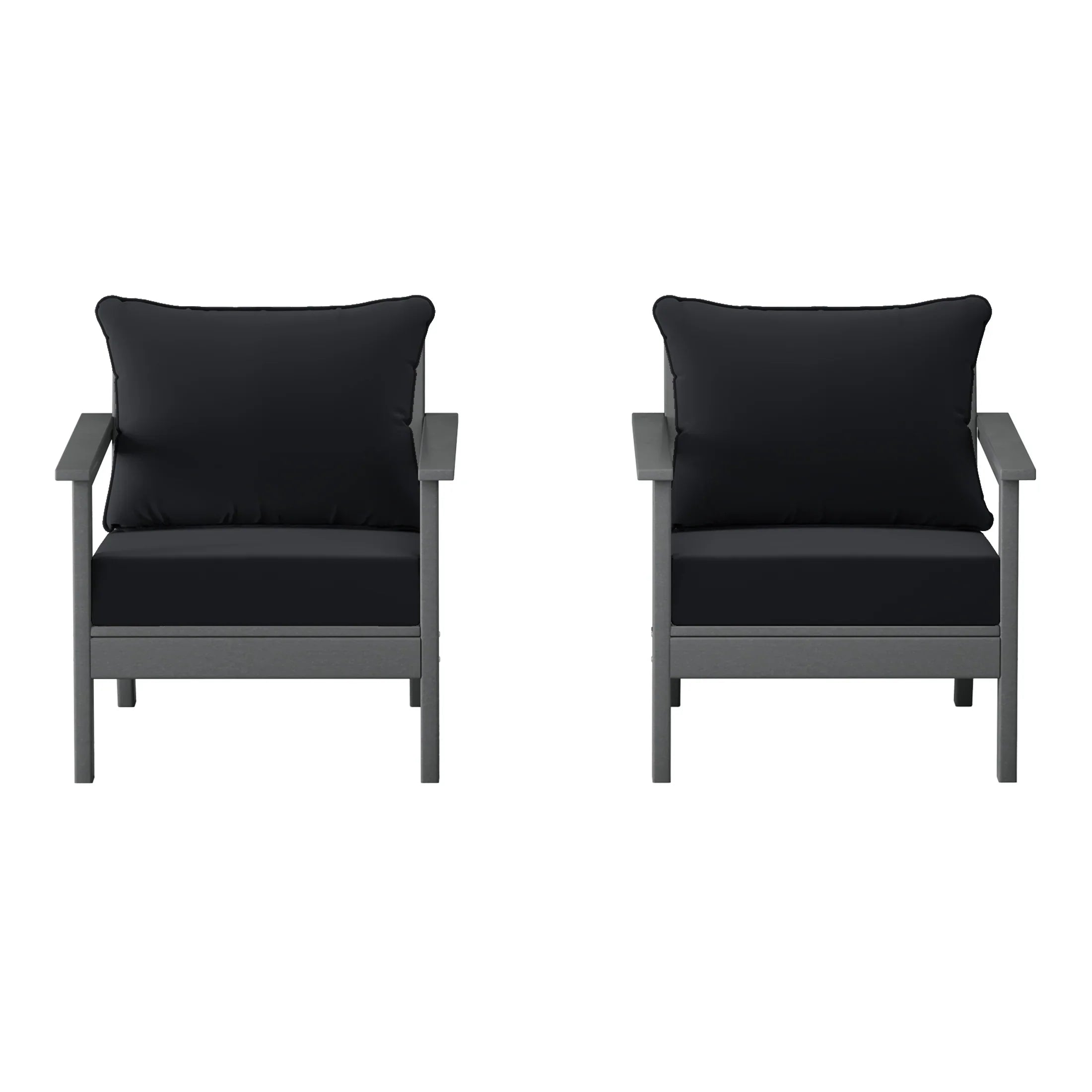 Portsmouth Outdoor Modern HDPE Patio Club Chairs with Deep Seat Cushions (Set of 2)