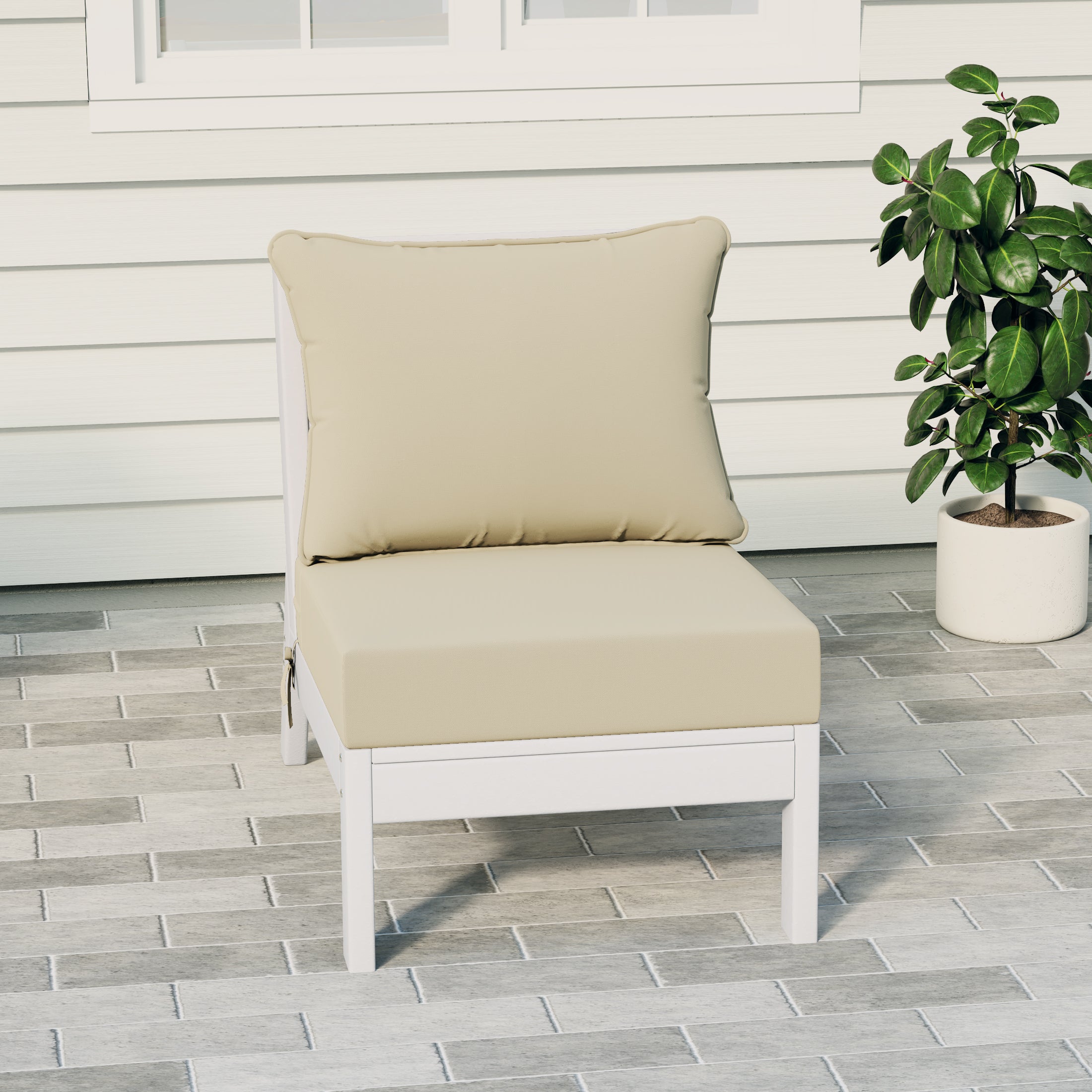 Portsmouth Outdoor HDPE Deep Seating Modular Armless Patio Chair with Patio Cushions