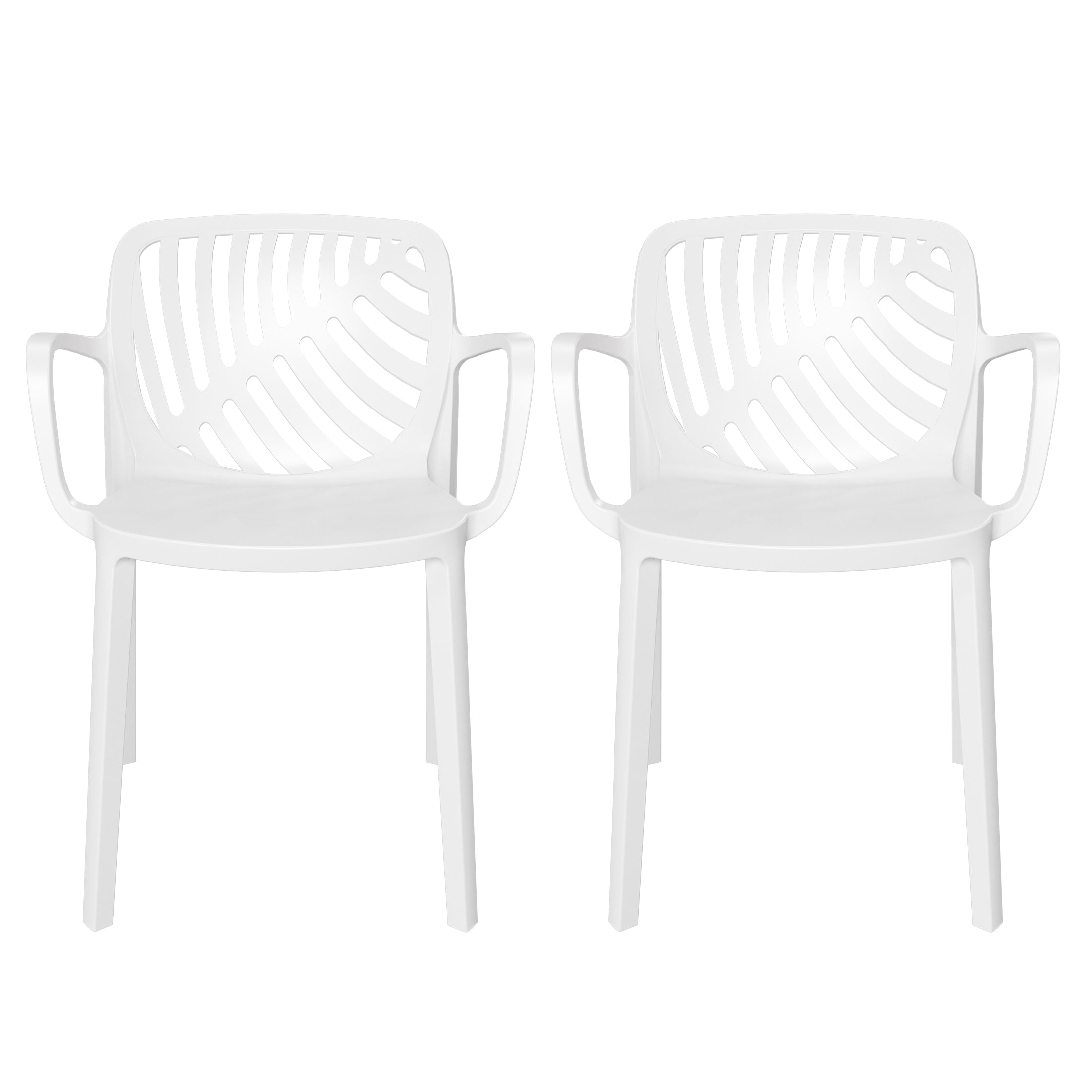 Sunshine Outdoor Modern Stackable Patio Dining Armchairs (Set of 2)