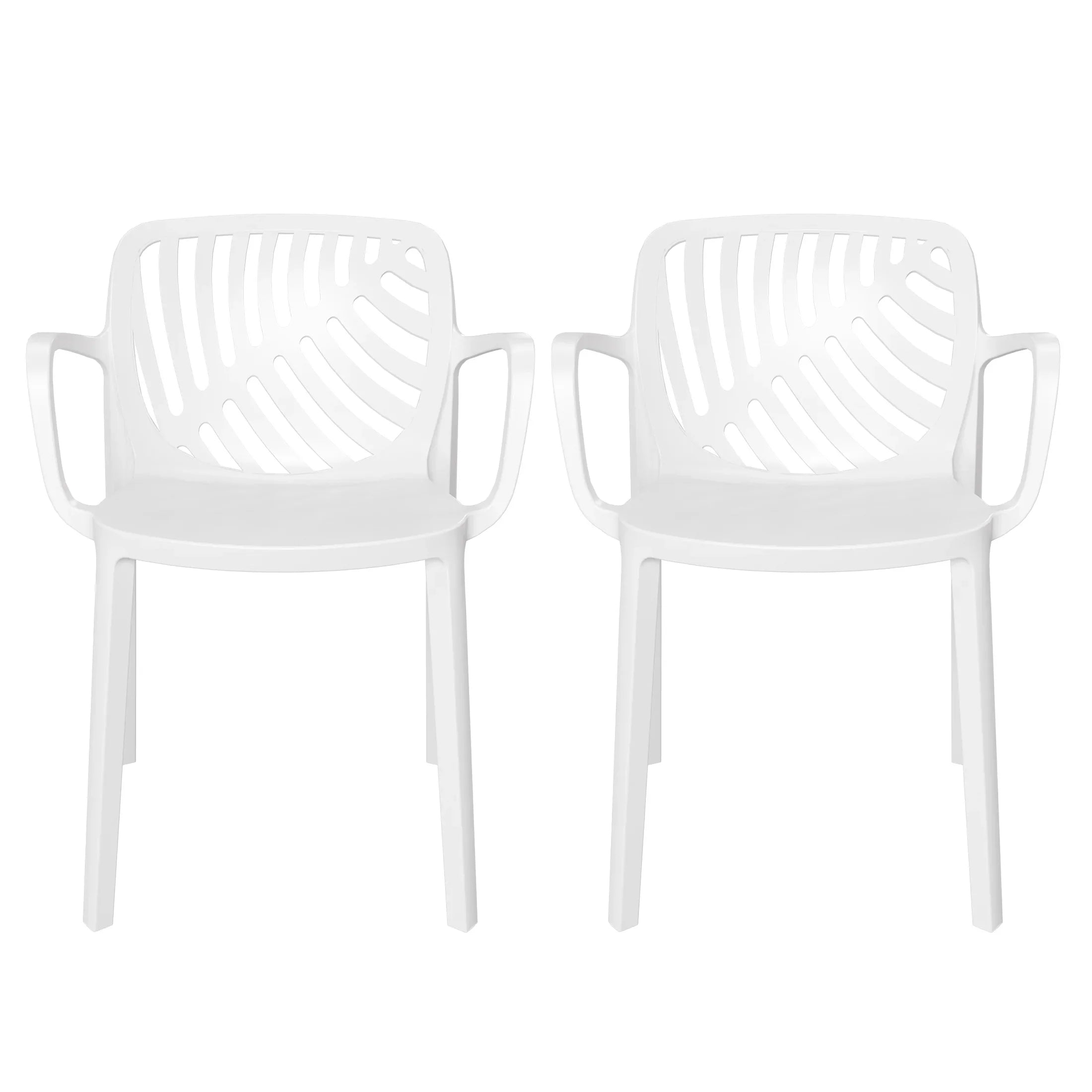 Sunshine Outdoor Modern Stackable Patio Dining Armchairs (Set of 2)