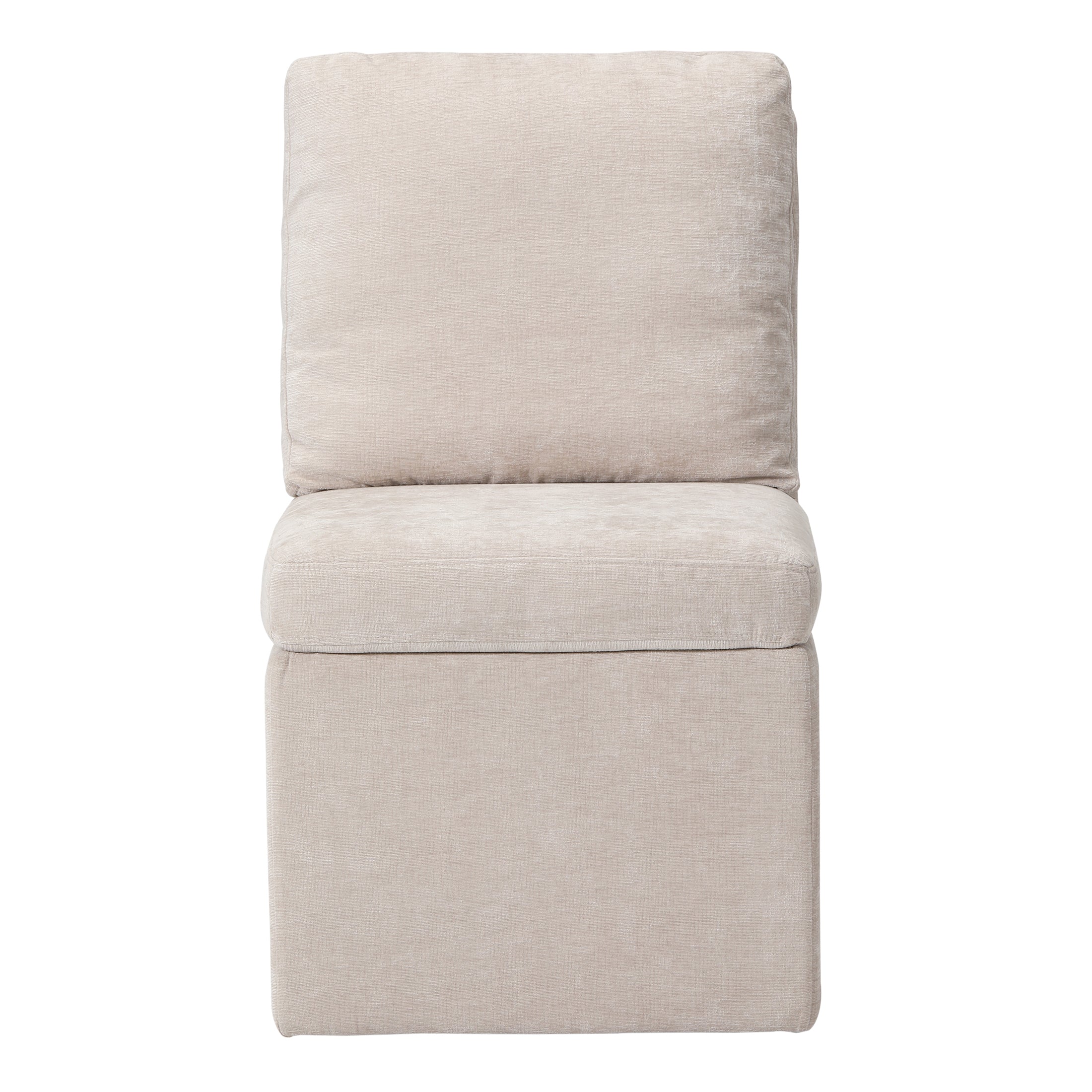 Danburry Modern Upholstered Chenille Armless Dining Chairs With Casters