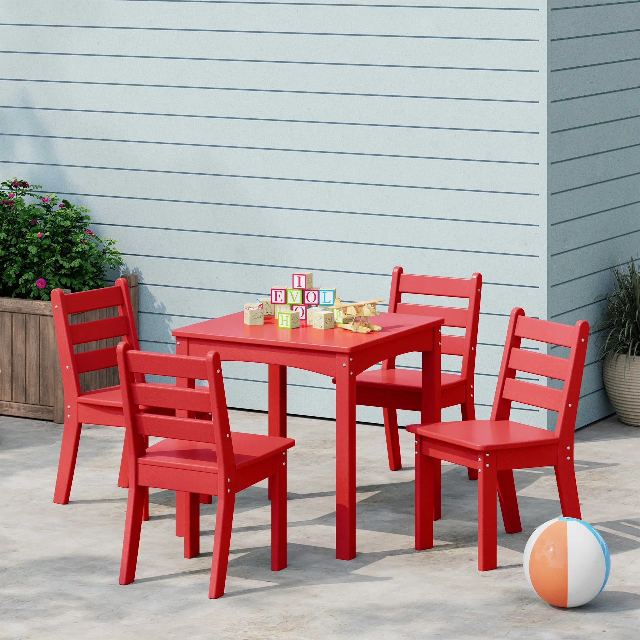 Playhouse Kids 5-Piece HDPE Dining Table and Chairs Set