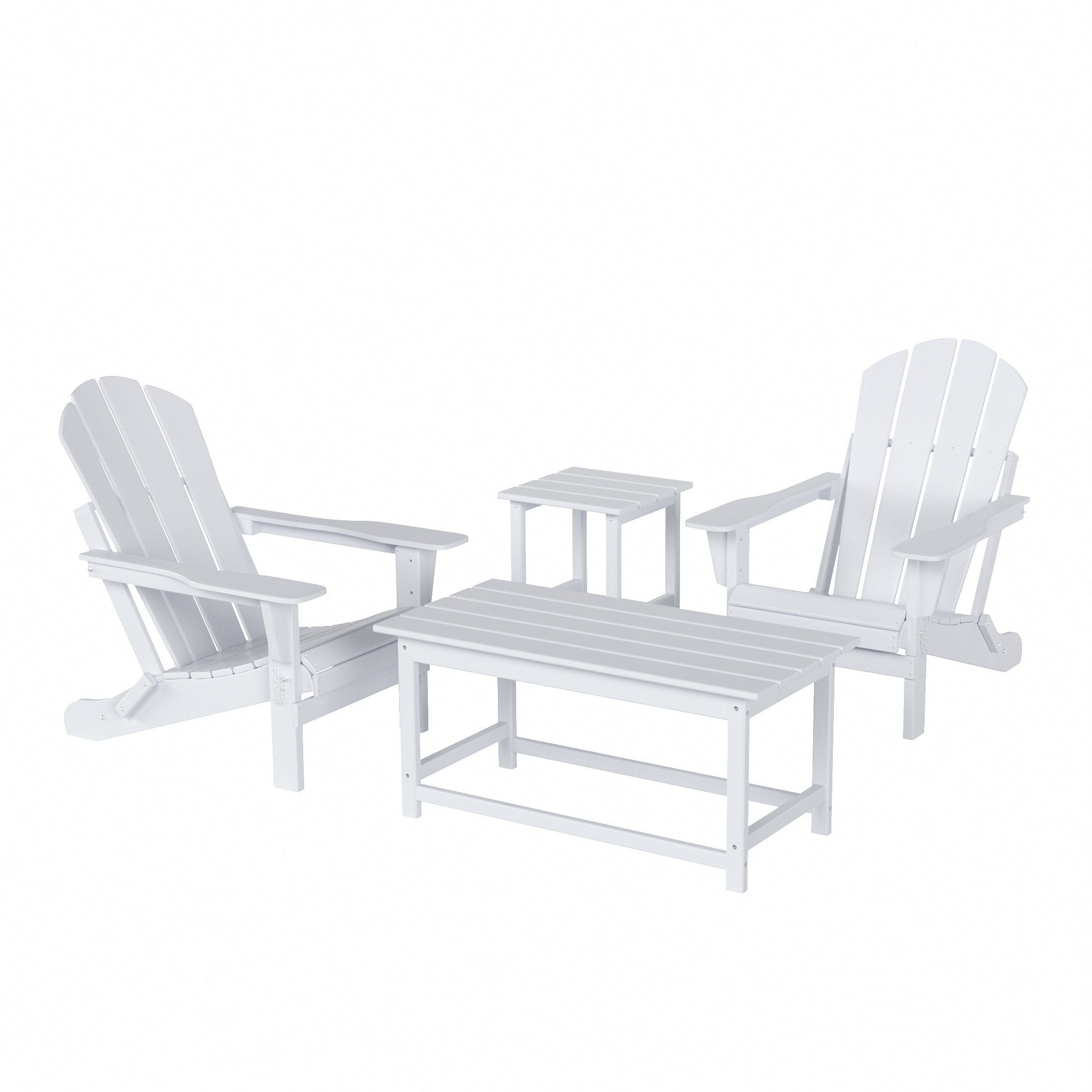 Paradise 4-Piece set Outdoor / Patio Poly Adirondack chairs with a Coffee and a side table ( 2 seater )