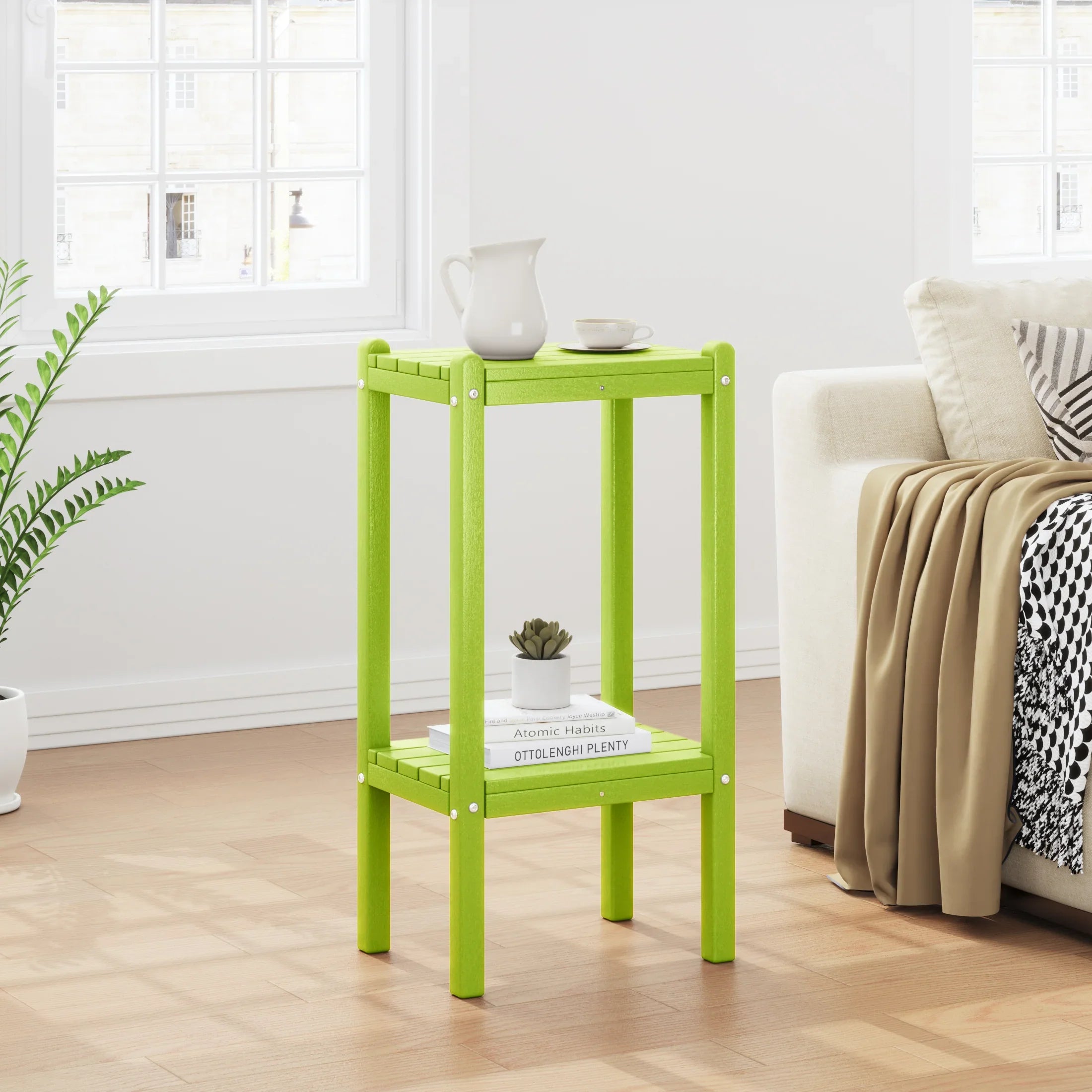 Paradise 36" Outdoor Adirondack HDPE 2-Tier Patio Side Table