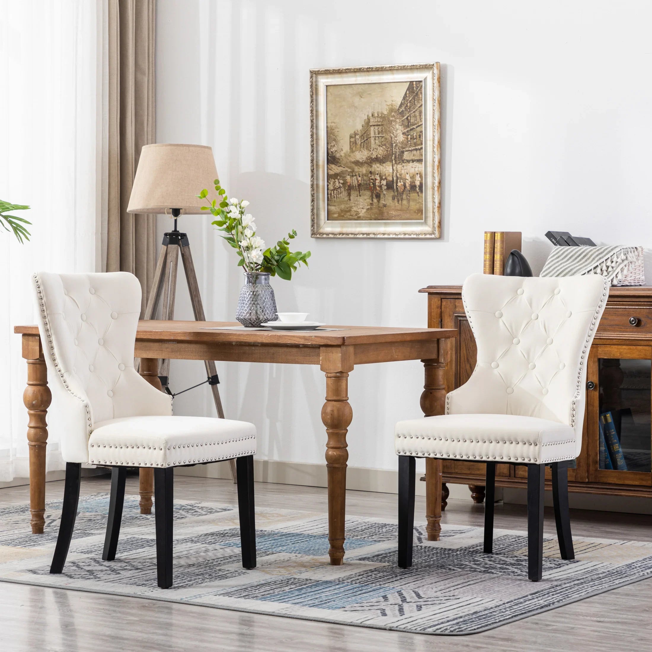 Hank Velvet Upholstered Tufted Dining Chairs (Set of 2)