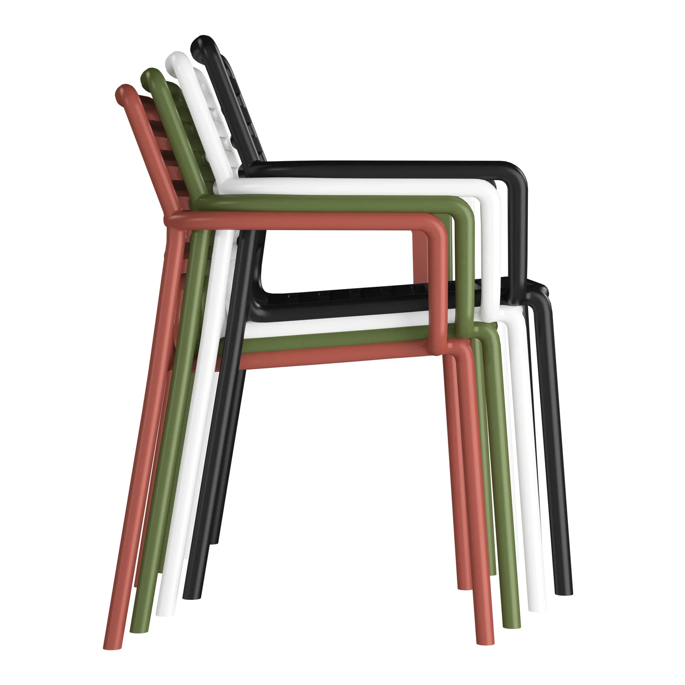 Sunshine 5-Piece Indoor Outdoor Metal Patio Dining Table Set With Stackable Plastic Patio Arm Chairs