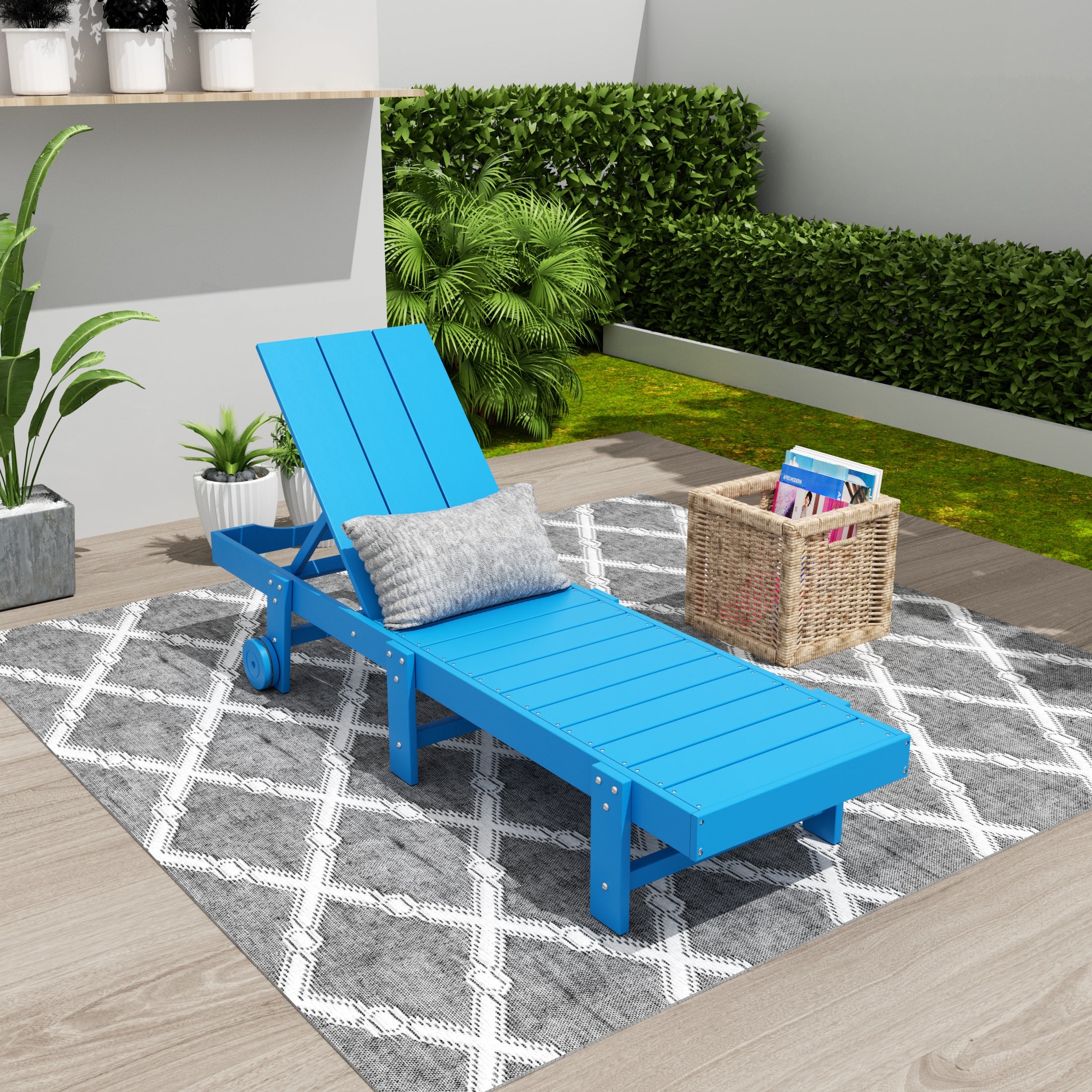 Palms Modern Poly Reclining Chaise Lounge With Wheels