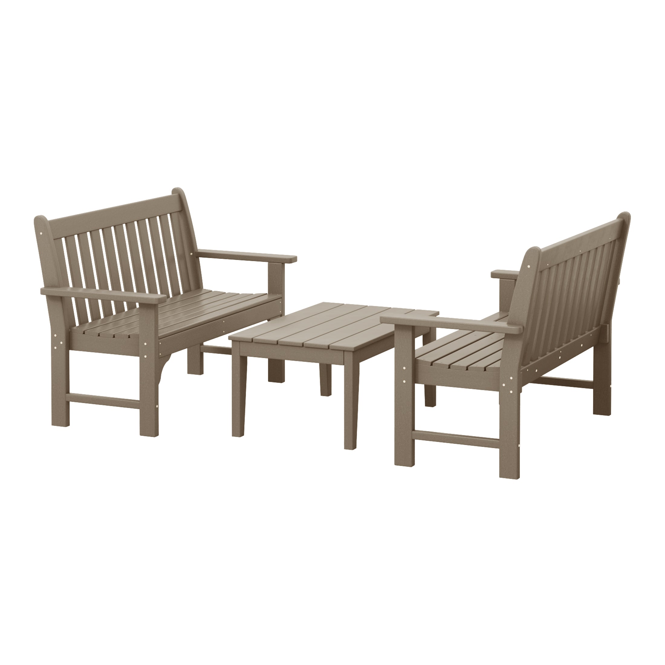 Paradise 3-Piece HDPE Outdoor Patio Furniture Couch and Coffee Table Set