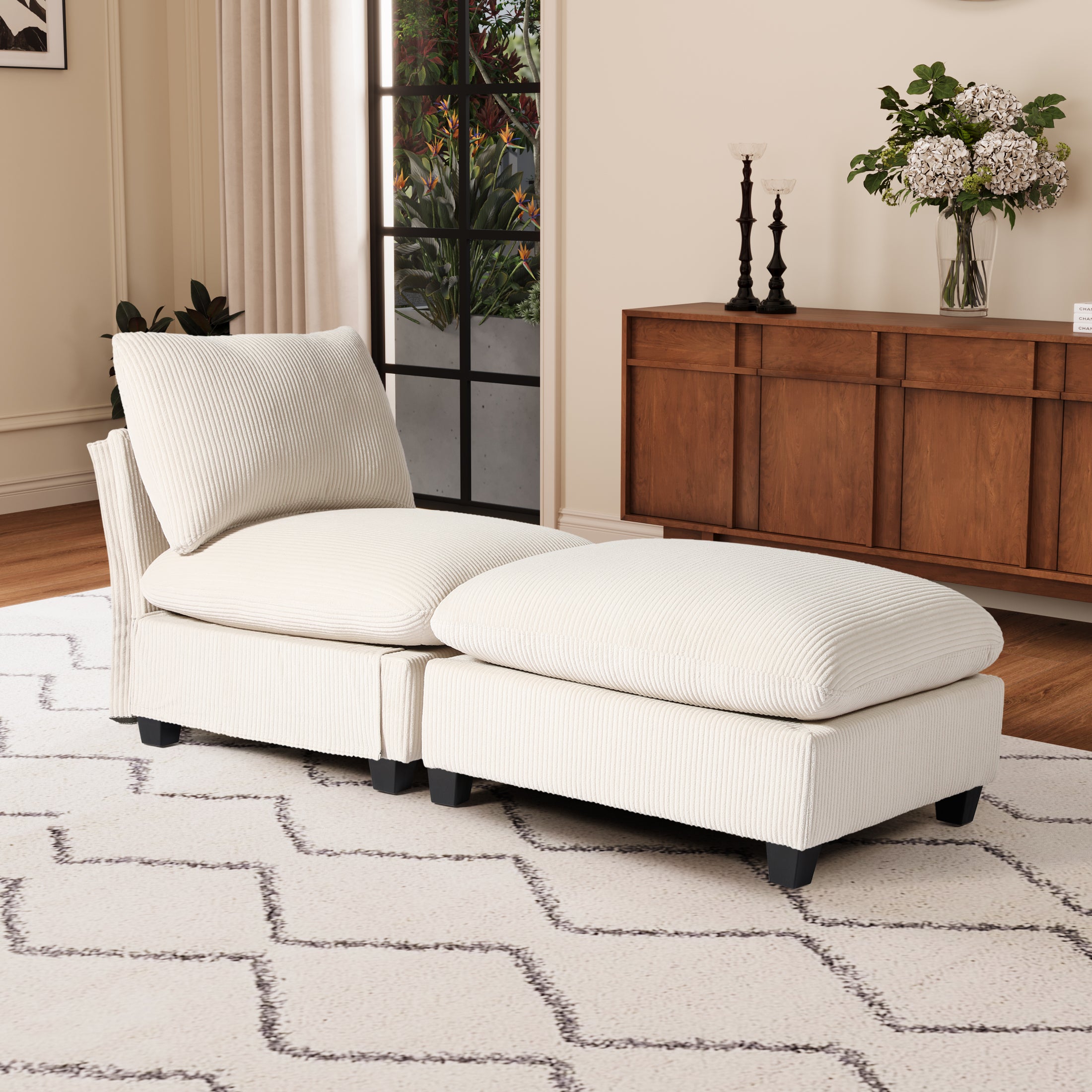 Ava 68.5" Corduroy Upholstered Indoor Chaise Lounge Chair