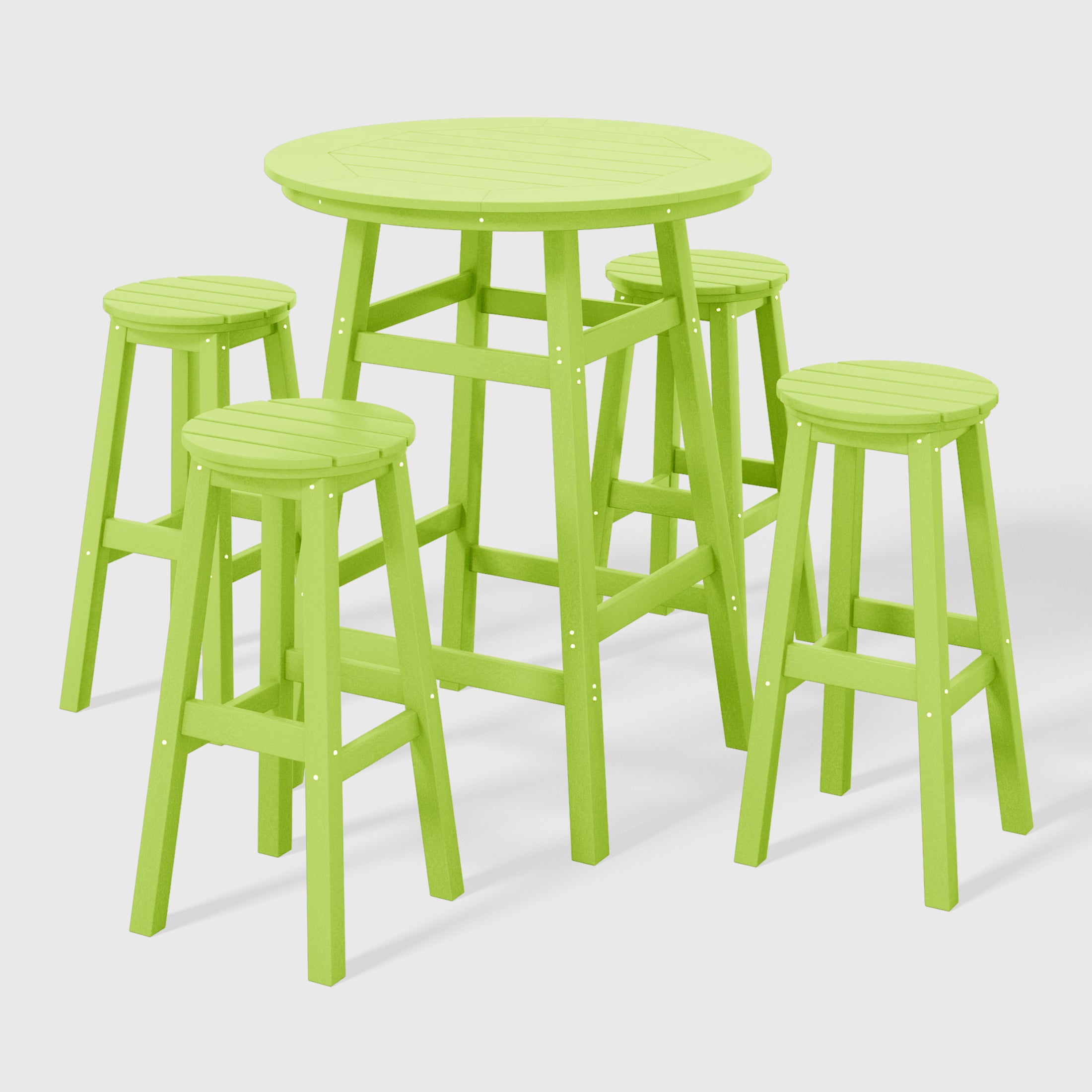 Paradise 5-Piece HDPE Outdoor Patio Dining Bar Bistro Table Set with Bar Stools