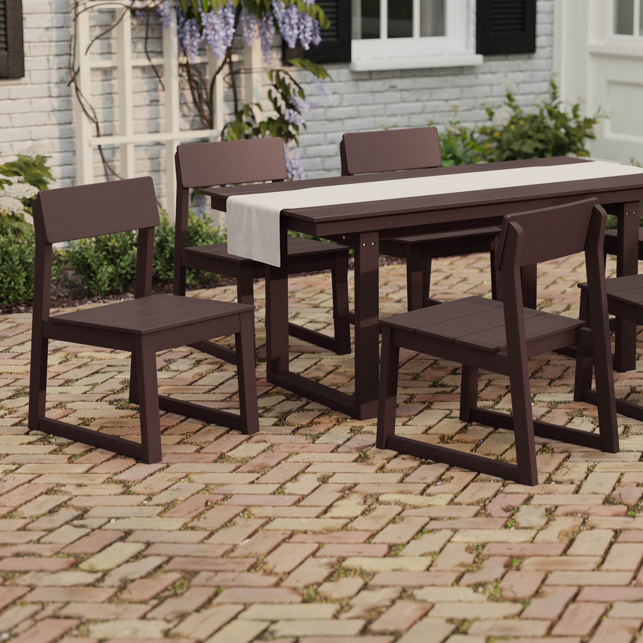 Cambria Modern HDPE Outdoor Armless Patio Dining Chairs (Set of 2)