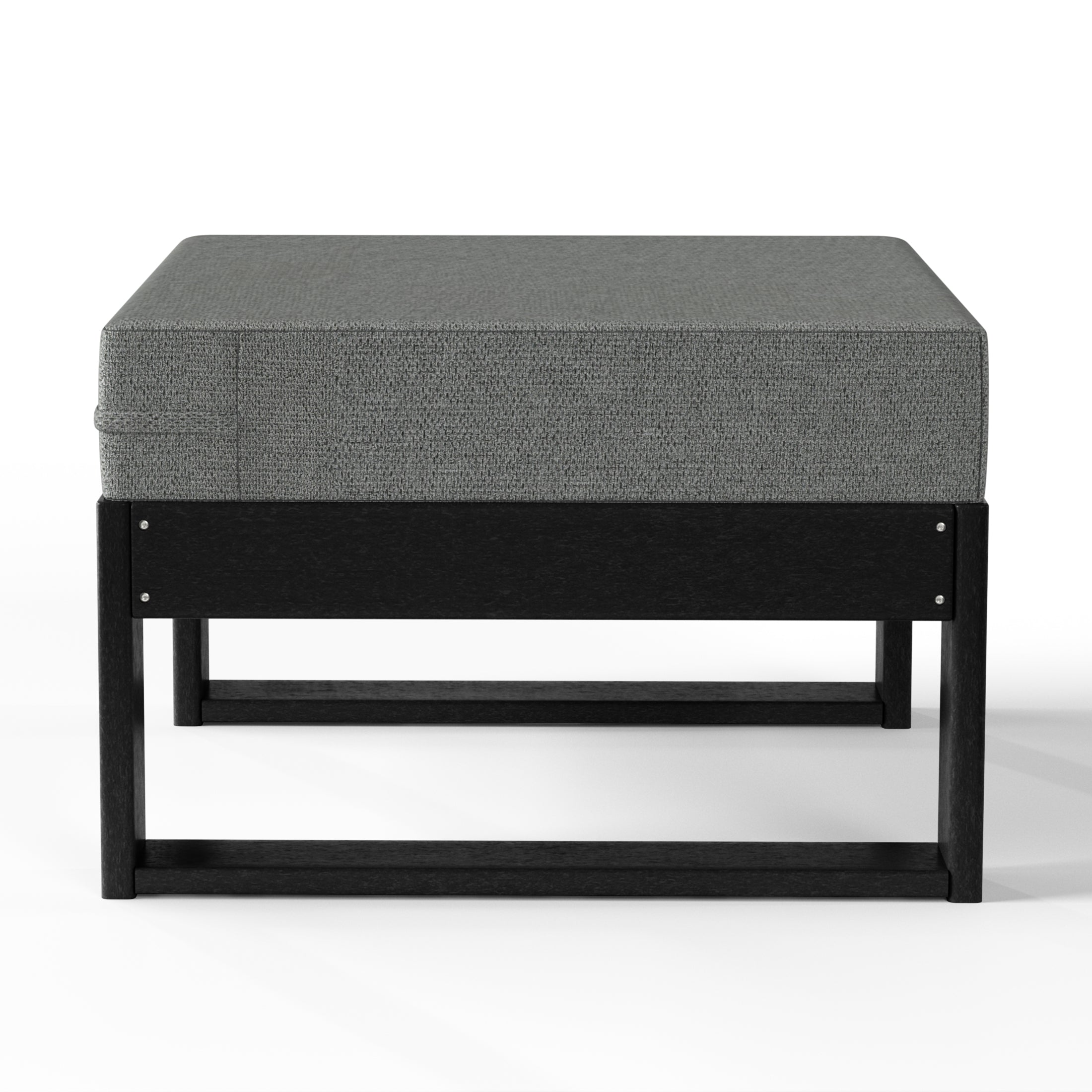 Rockaway Outdoor HDPE Patio Ottoman with Waterproof Olefin Cushions