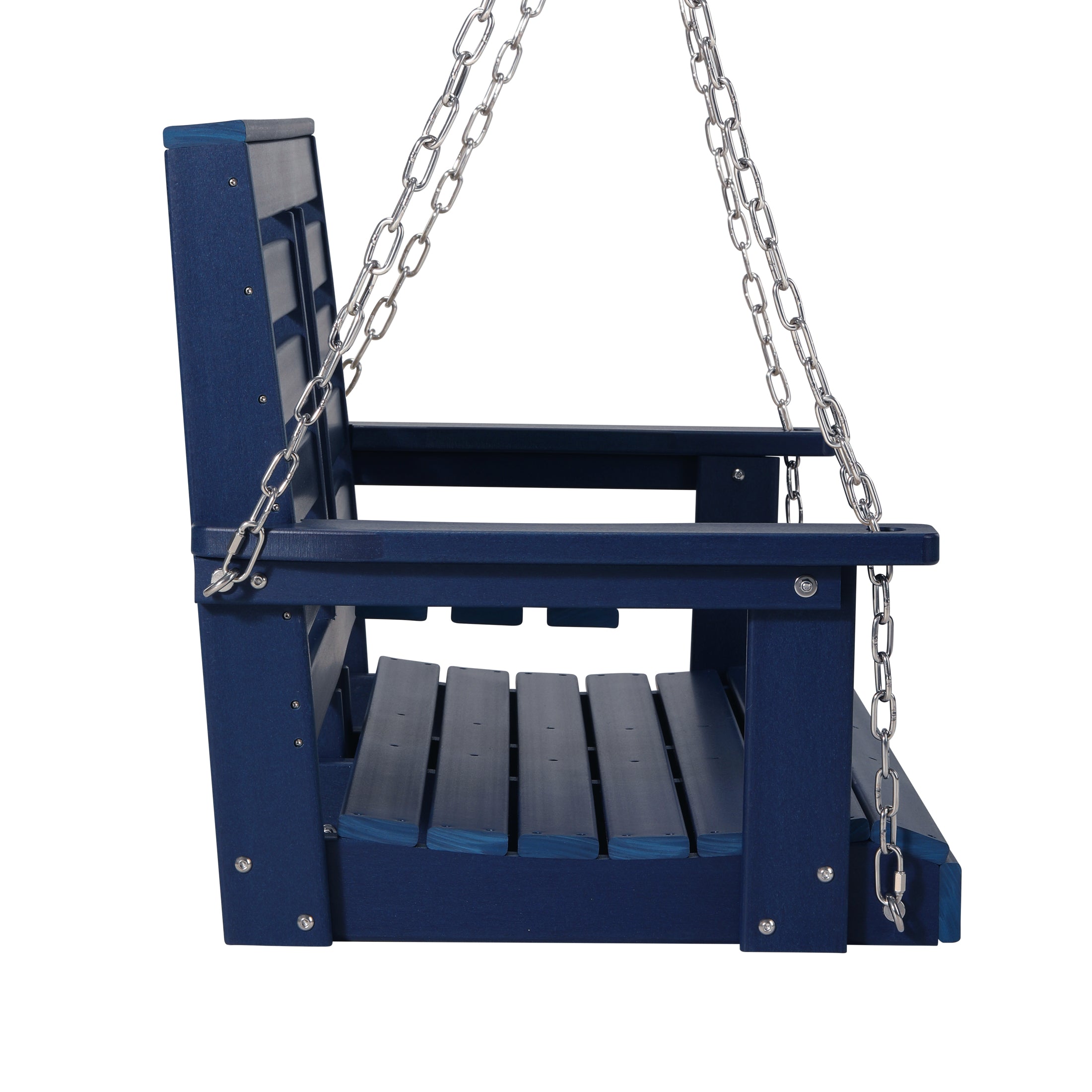 Charleston Outdoor HDPE 54" Front Hanging Porch Swing Bench With Cupholders