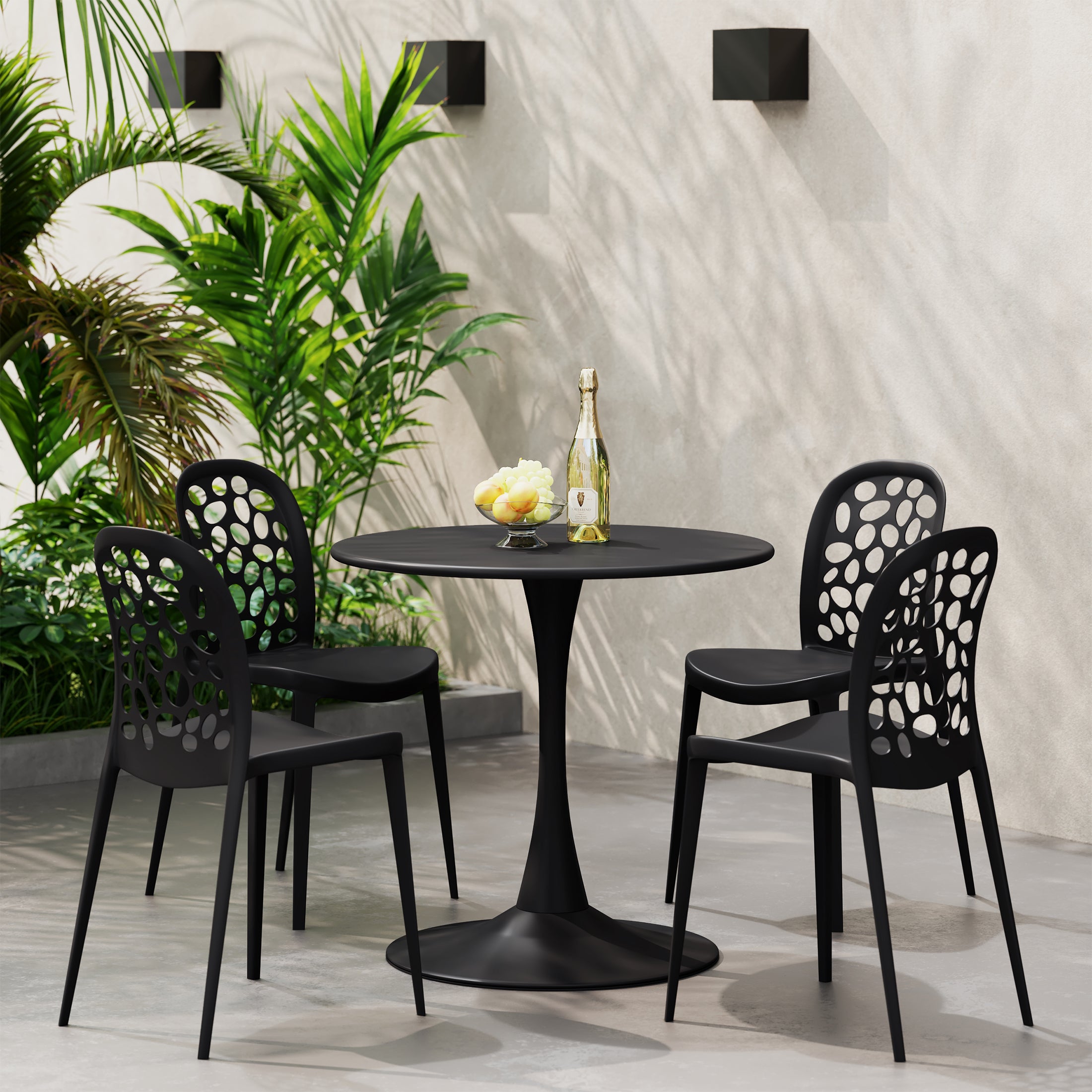 Sunshine 5-Piece Outdoor Indoor Metal Patio Dining Table Set With Stac