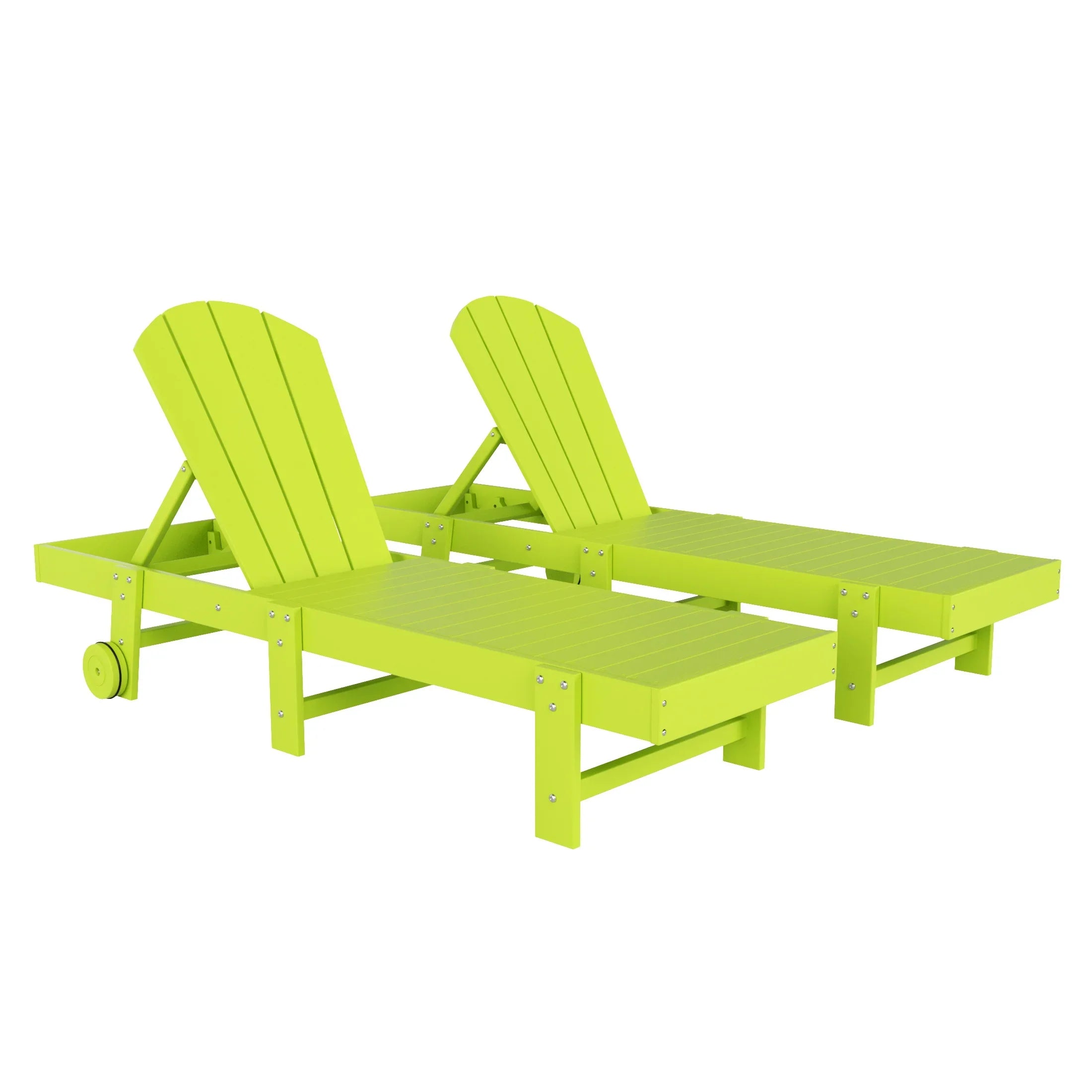 Paradise Adirondack Poly Reclining Chaise Lounge With Wheels (Set Of 2)