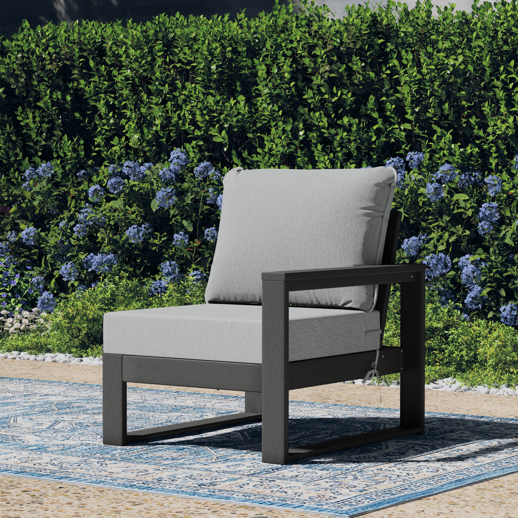 Rockaway Outdoor Patio HDPE Right Arm Facing Sectional Corner Chair with Patio Cushions