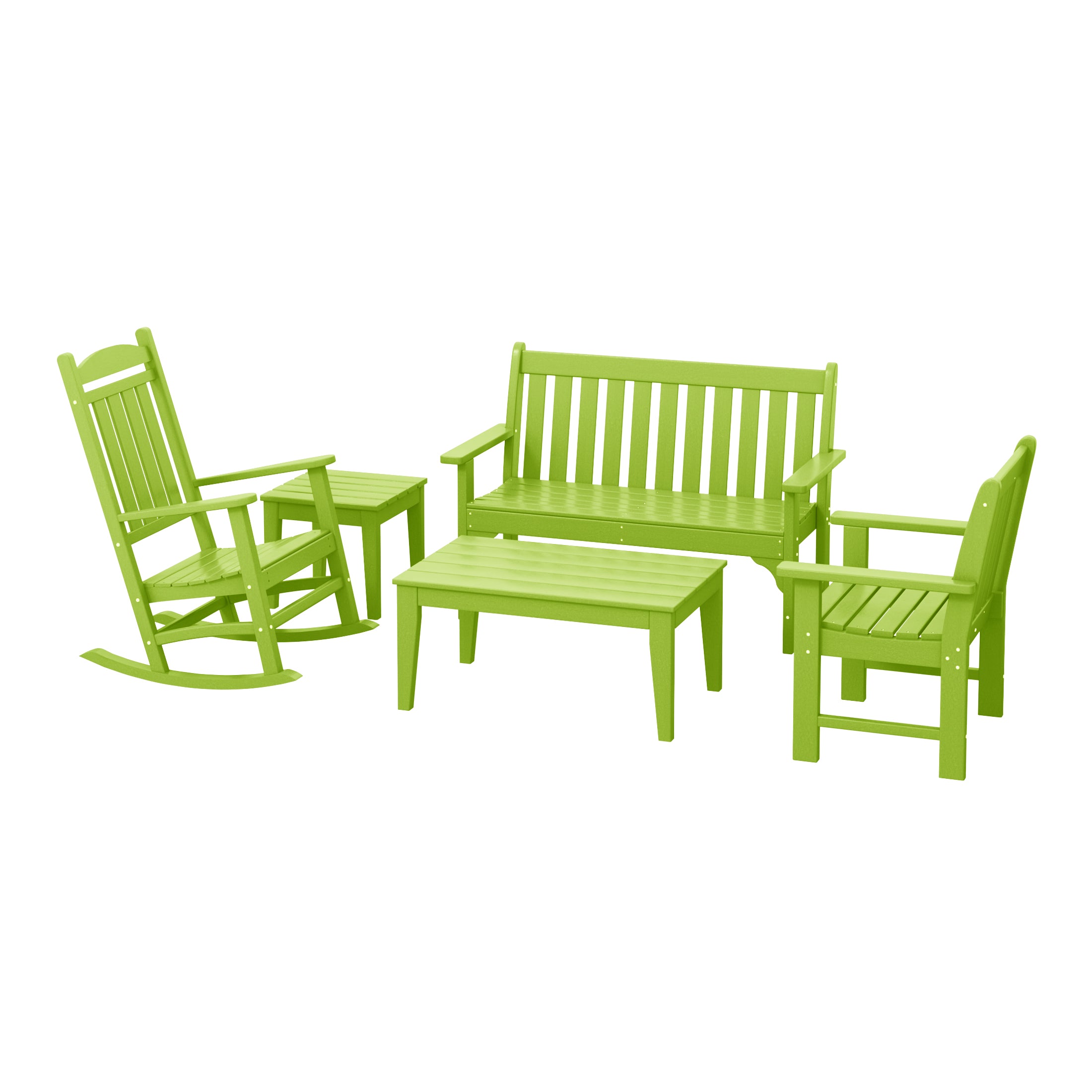Paradise 5-Piece HDPE Outdoor Patio Furniture Couch and Rocking Chair Set